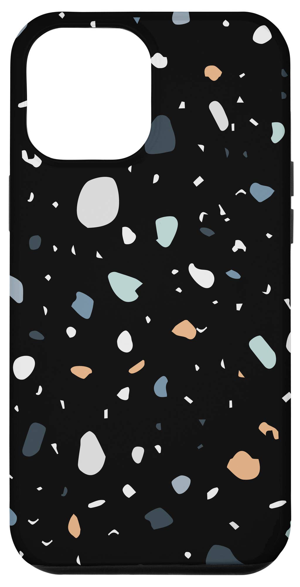 iPhone 12 Pro Max Case - Terrazzo Abstract Earth Tone Design, Shockproof Black Phone Cover for Women & Men | Perfect for Work, Travel & Everyday Protection