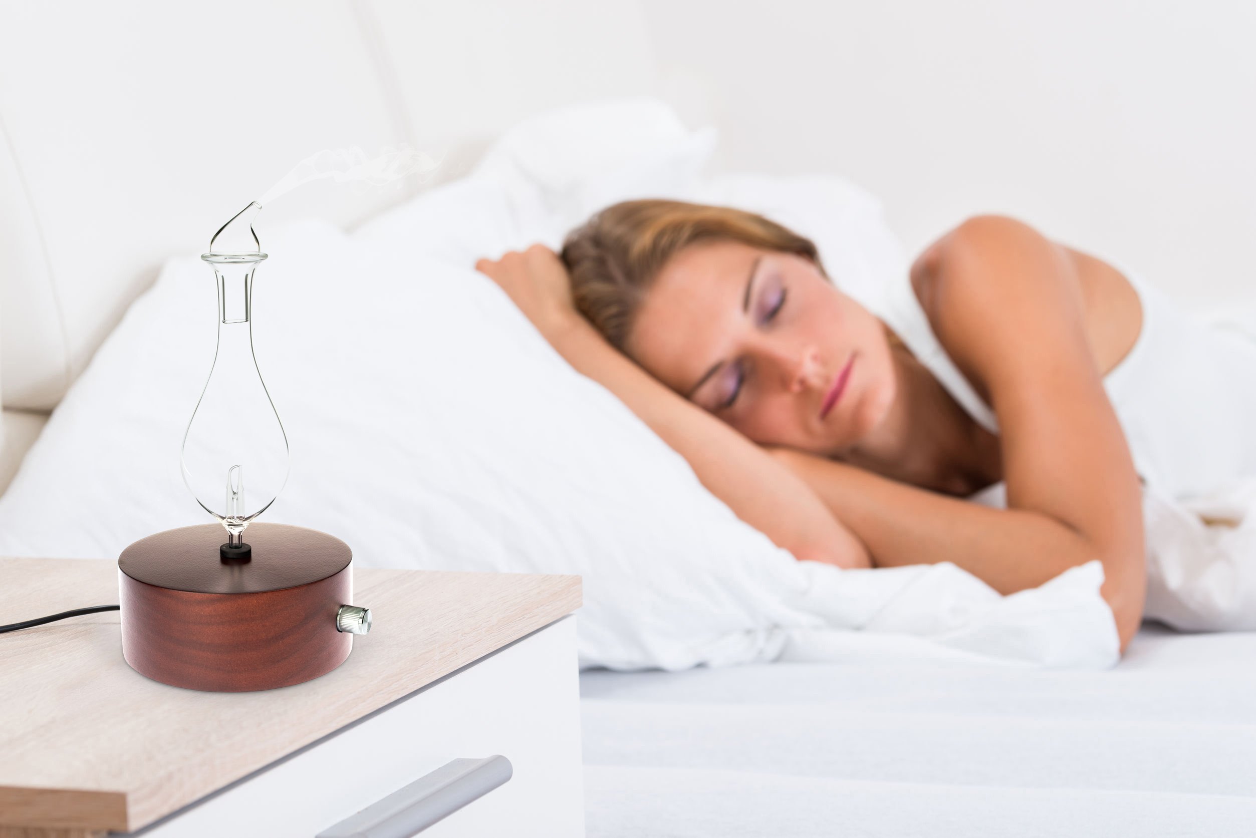 Solum Nox Merus Premium Wood & Glass Essential Oil Diffuser - Professional Grade Waterless Nebulizer for Aromatherapy - No Heat, No Plastics - Perfect for Home, Office & Spa Relaxation