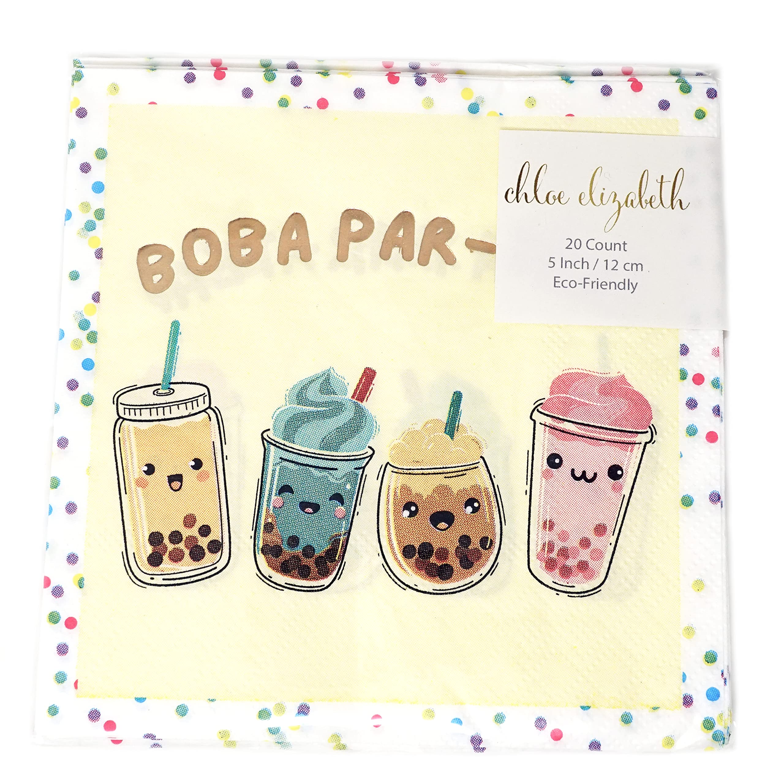 Eco-Friendly Biodegradable Paper Napkins for Boba Tea Party, 3-Pack (60 Count) - Perfect for Birthday Celebrations, Baby Showers & Themed Events
