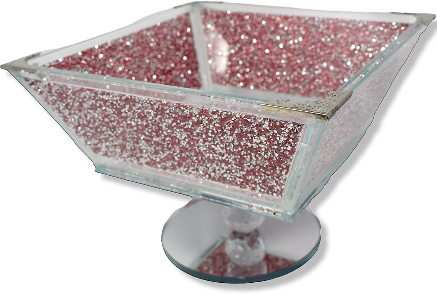 Sparkling Pink Glass Diamond Kitchen Bowl - Elegant Fruit Storage for Home Decor