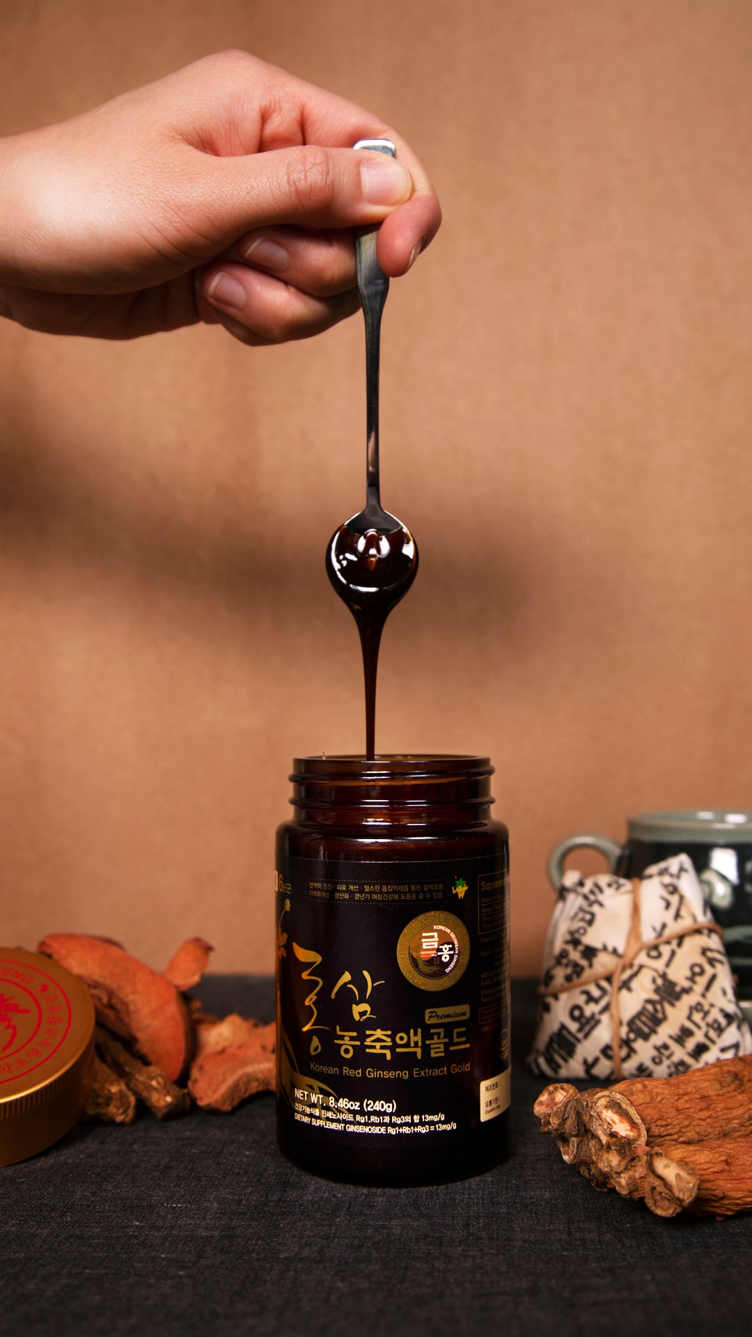 Premium Korean Red Ginseng Extract 2000mg per Serving - 240g Gold Grade for Energy Boost & Immune Support - Ideal for Daily Wellness & Stress Relief