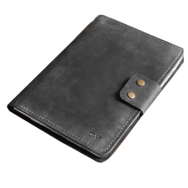 Personalized Distressed Grey Leather iPad Case for iPad mini 6/5, iPad 10.2/10.5/9.7, iPad Pro 12.9 - Portfolio Style with Apple Pencil Holder (601B) - Perfect for Business, Travel & Everyday Protection