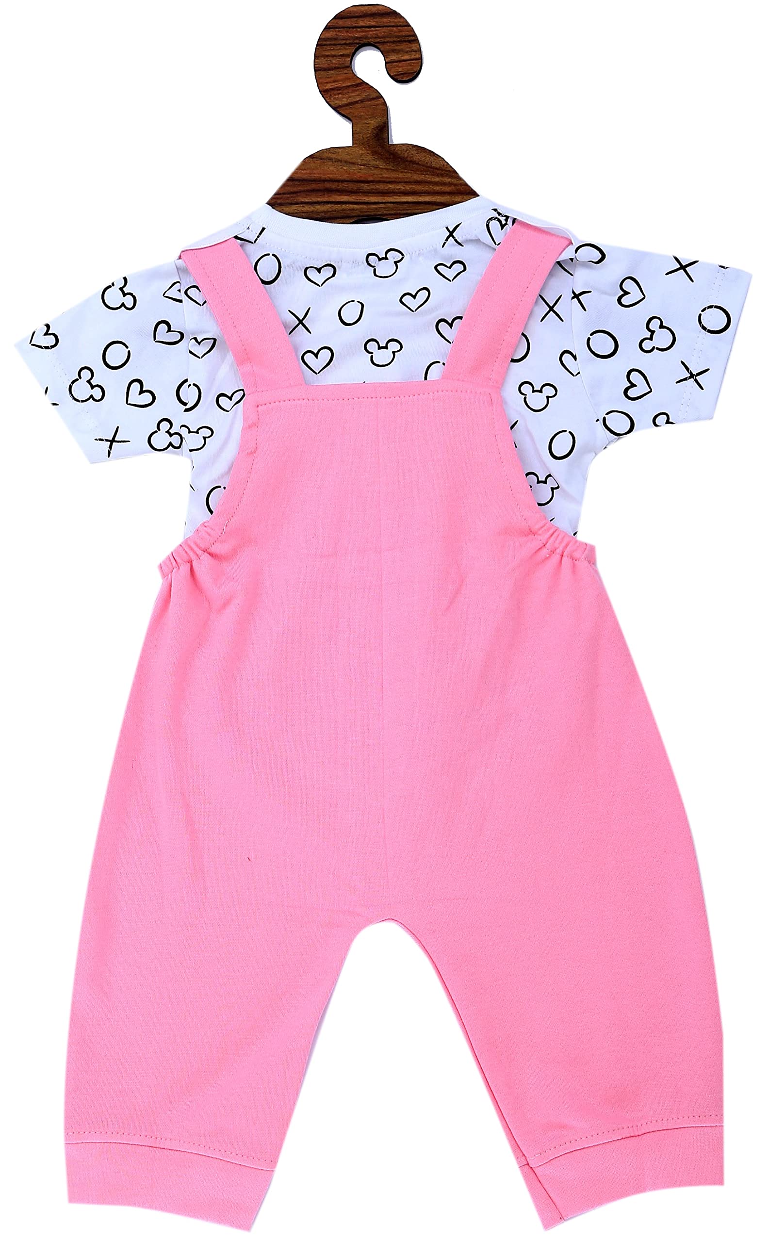 Disney Baby Girls Cotton Dungaree Set - Soft & Comfortable Romper Outfit for Toddlers - Perfect for Playtime, Daycare & Family Photos