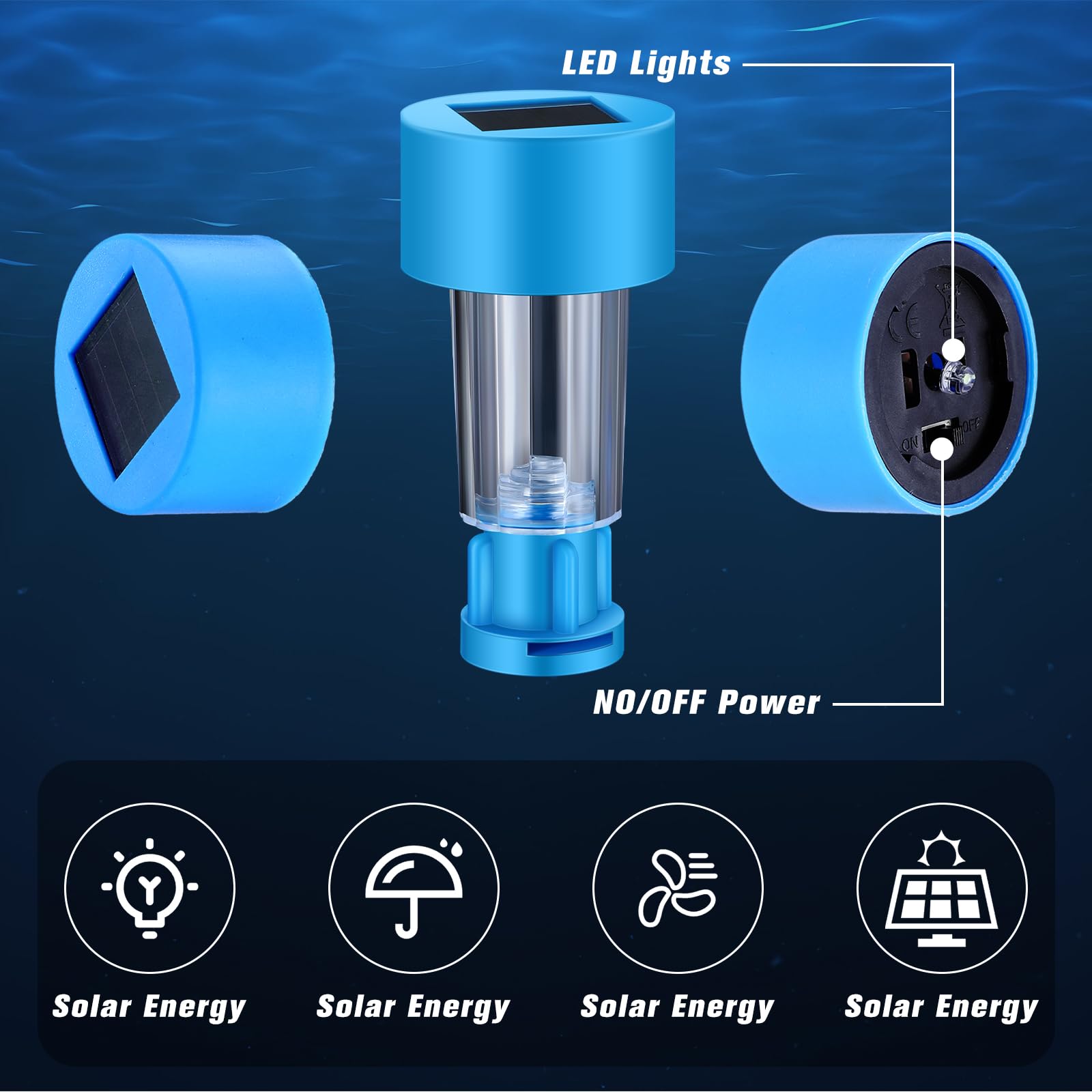 12 Pack Waterproof Solar Pool Lights - Warm White LED Above Ground Pool Lights for Night Swimming, Outdoor Decor, Trampoline & Frame Pool Decoration | Solar Powered, Energy Efficient, Weather Resistant for Backyard, Garden & Patio Use