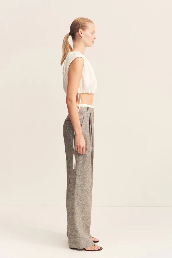 Elliot Double Waist Band Pants for Women - Stretch Comfort Fit High Waisted Trousers (Concrete Color) - Perfect for Office, Business Casual & Everyday Wear