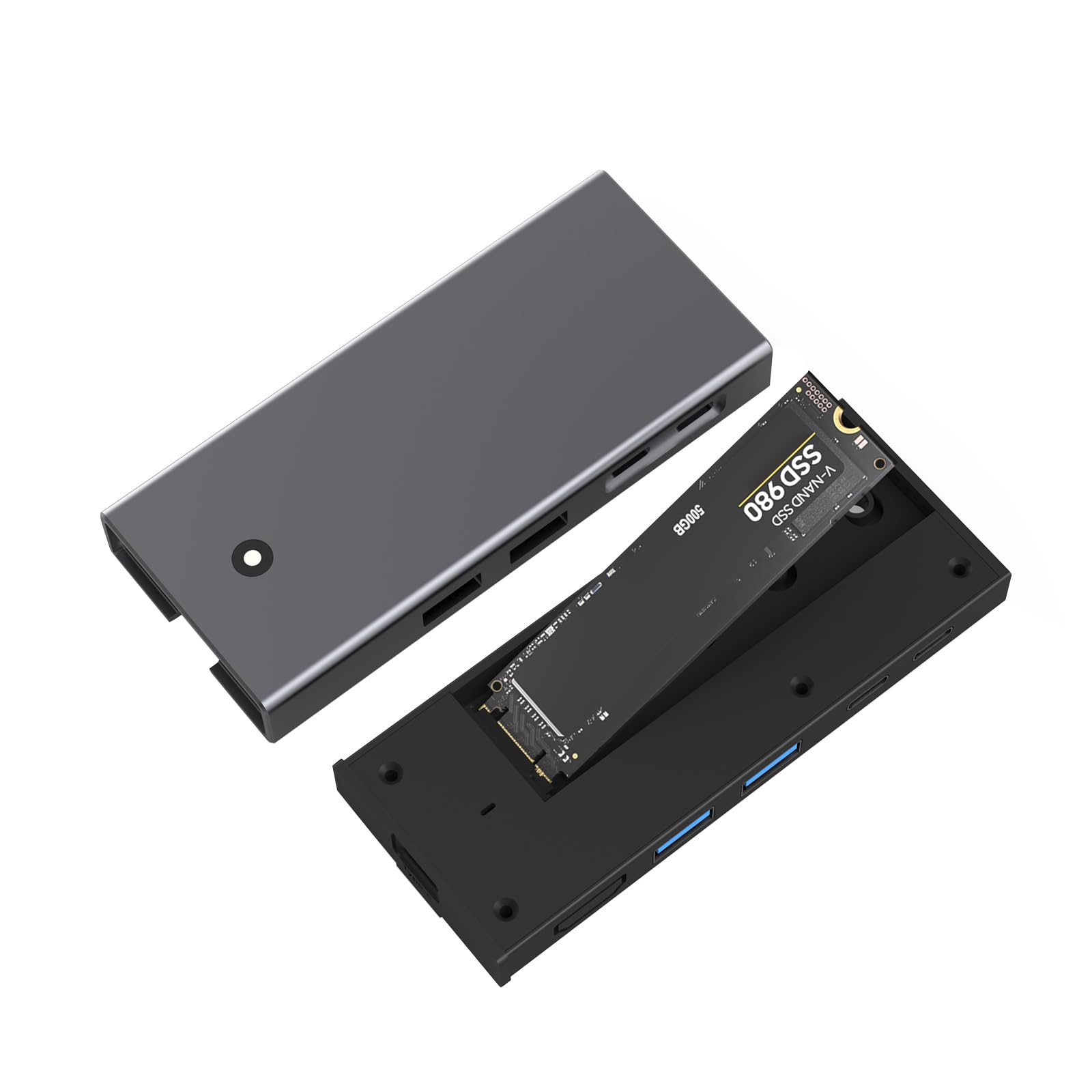 AYPOHU USB C Hub with M.2 NVMe SSD Enclosure, 4K HDMI Adapter, 10Gbps USB-C Dock, 2 USB Ports for Laptop Monitor - Perfect for Home Office, Gaming & Video Editing