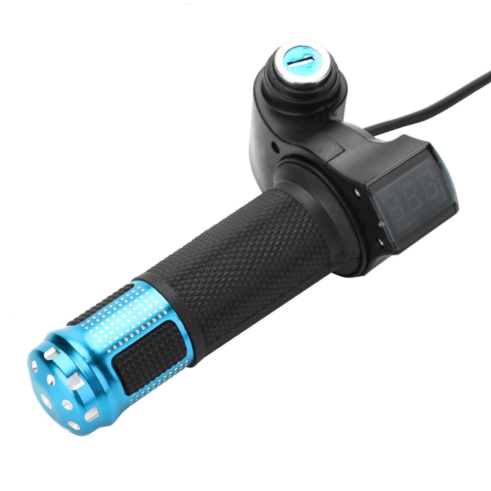 MX650 Electric Dirt Bike Twist Throttle Grips - 22mm LED Display Handlebar Throttle with Key Switch for Electric Bikes & Motorcycles (Gold/Blue) - Perfect for Off-Road Riding & Urban Commuting