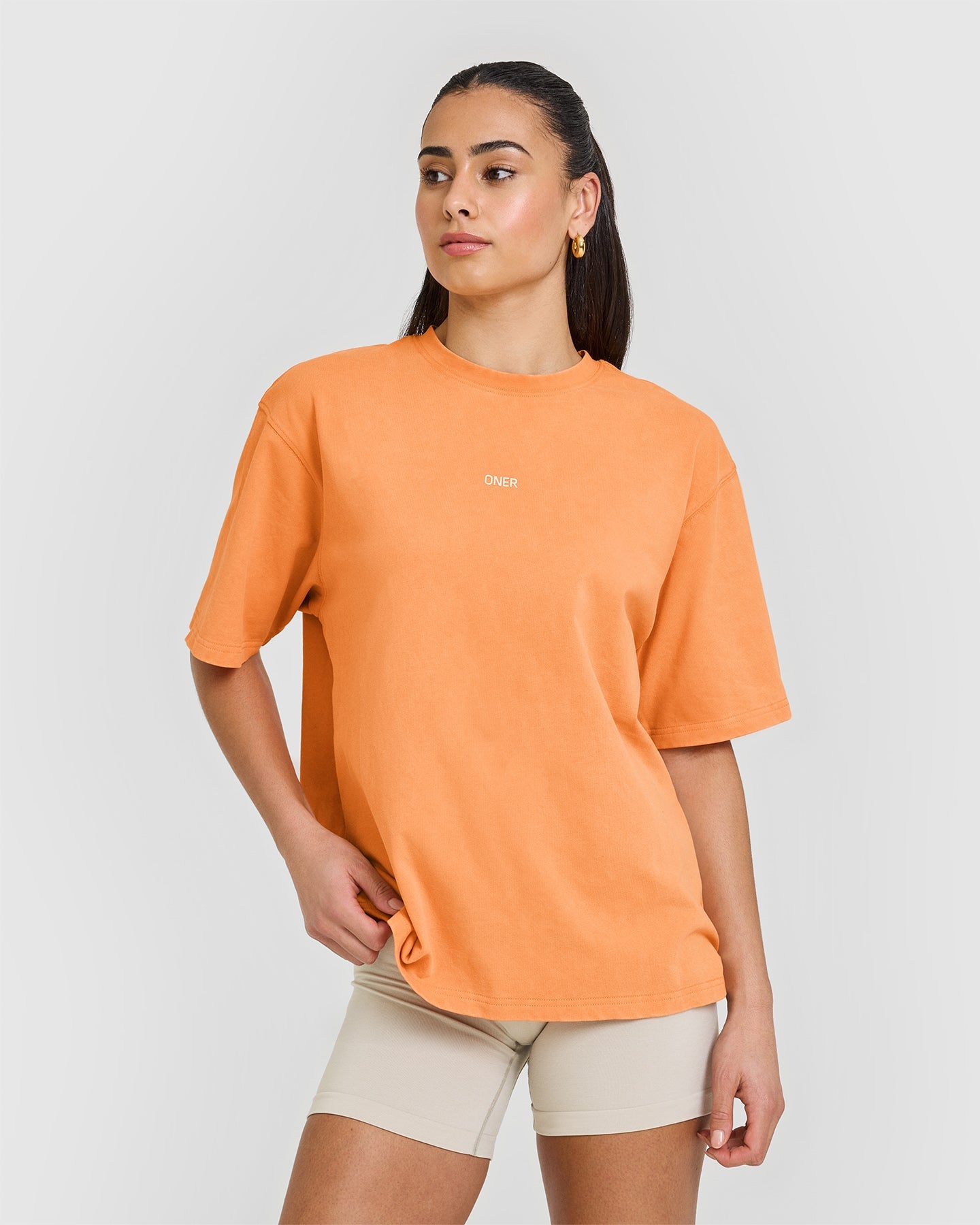Premium Oversized Washed Cotton T-Shirt for Men & Women | Soft Vintage Style Tee in Apricot Orange | Casual Wear, Street Fashion & Loungewear