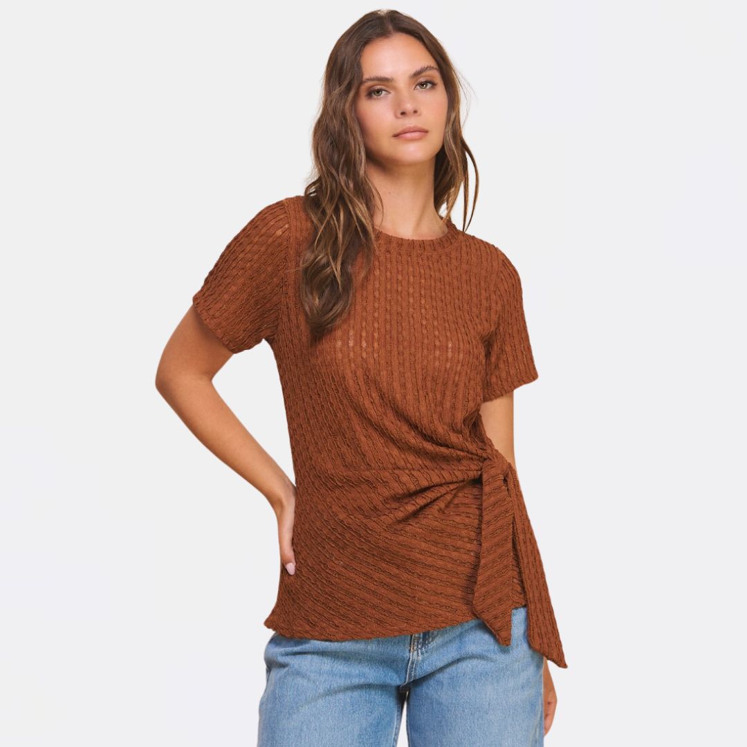 Areum Knot Top Women's Fashion Blouse - Stylish & Comfortable for Casual Outings, Dates, and Office Wear