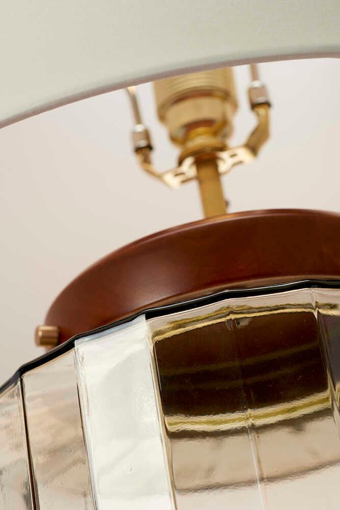 Luga Brass & Smoke Glass Table Lamp by Elstead Lighting - Elegant Home Decor for Living Room, Bedroom, or Office