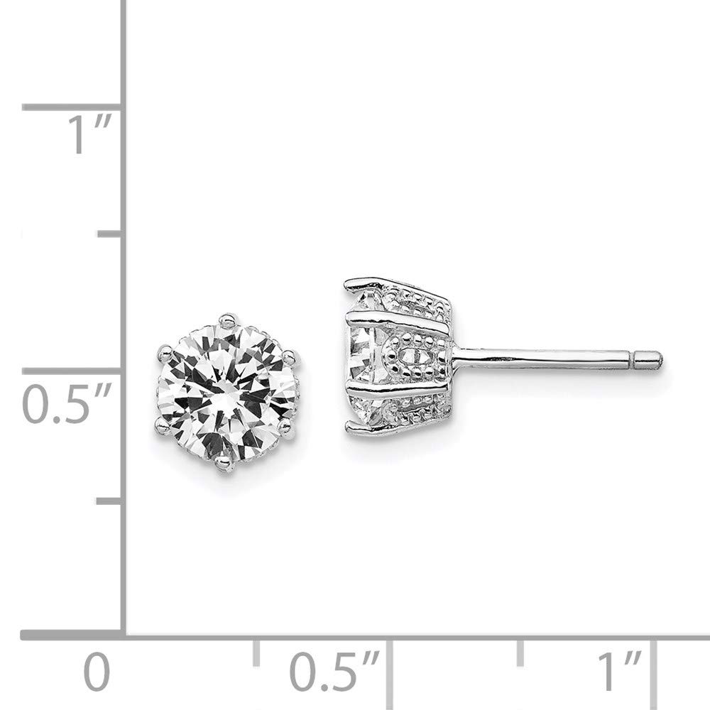 925 Sterling Silver 6.5mm Cubic Zirconia Stud Earrings for Women - Elegant Fine Jewelry Gift Set for Her - Perfect for Weddings, Anniversaries & Special Occasions