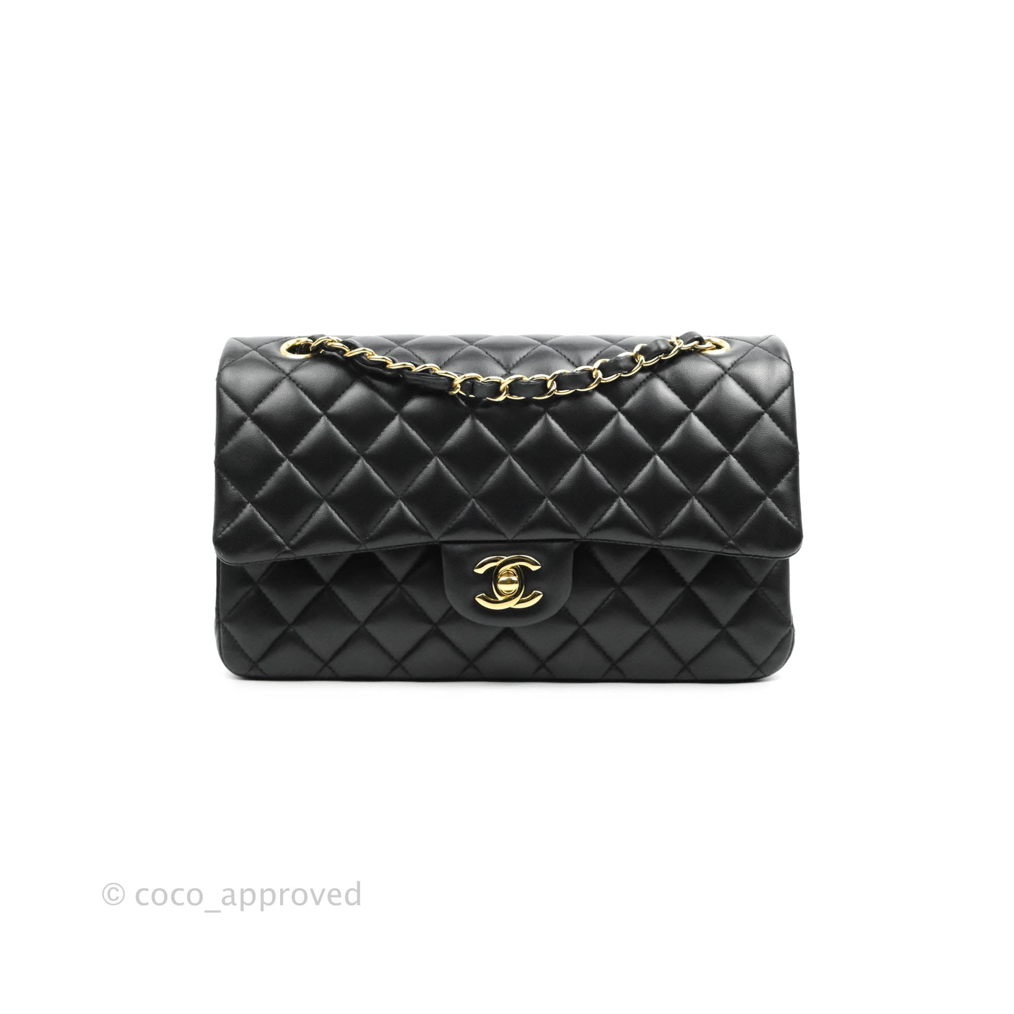 Chanel Classic Medium/Large Flap Bag - Black Lambskin Leather with Gold Hardware | Luxury Handbag for Women, Perfect for Evening Events & Special Occasions