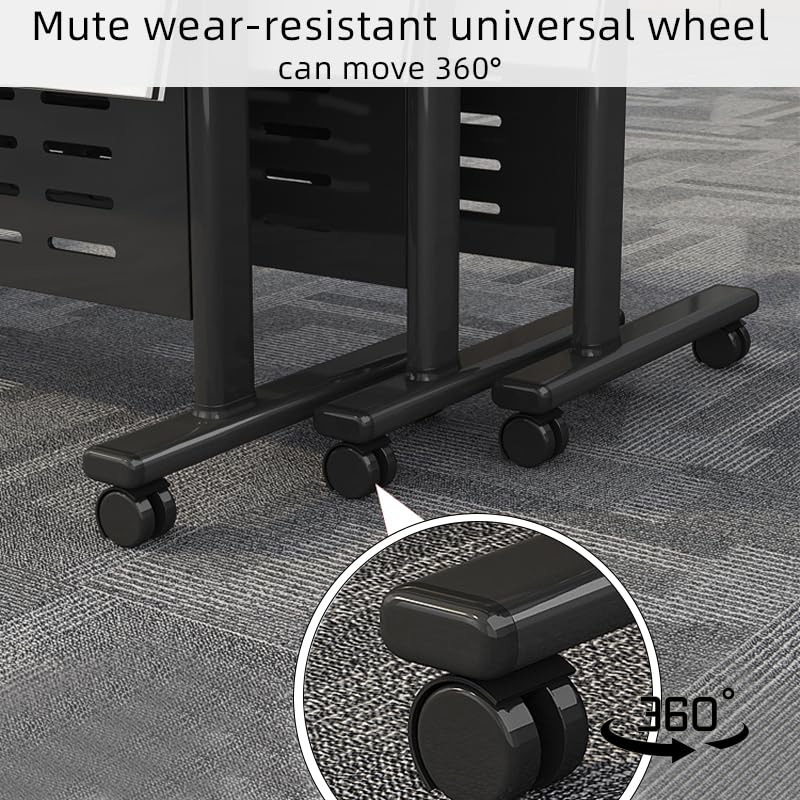 Folding Conference Table with Silent Wheels - Large Rectangle Meeting Seminar Table 55×16×30in - Mobile Office Solution for Business Meetings & Conference Rooms (Light Maple & Black Frame) | Perfect for Corporate Events, Training Sessions & Collaborative Workspaces