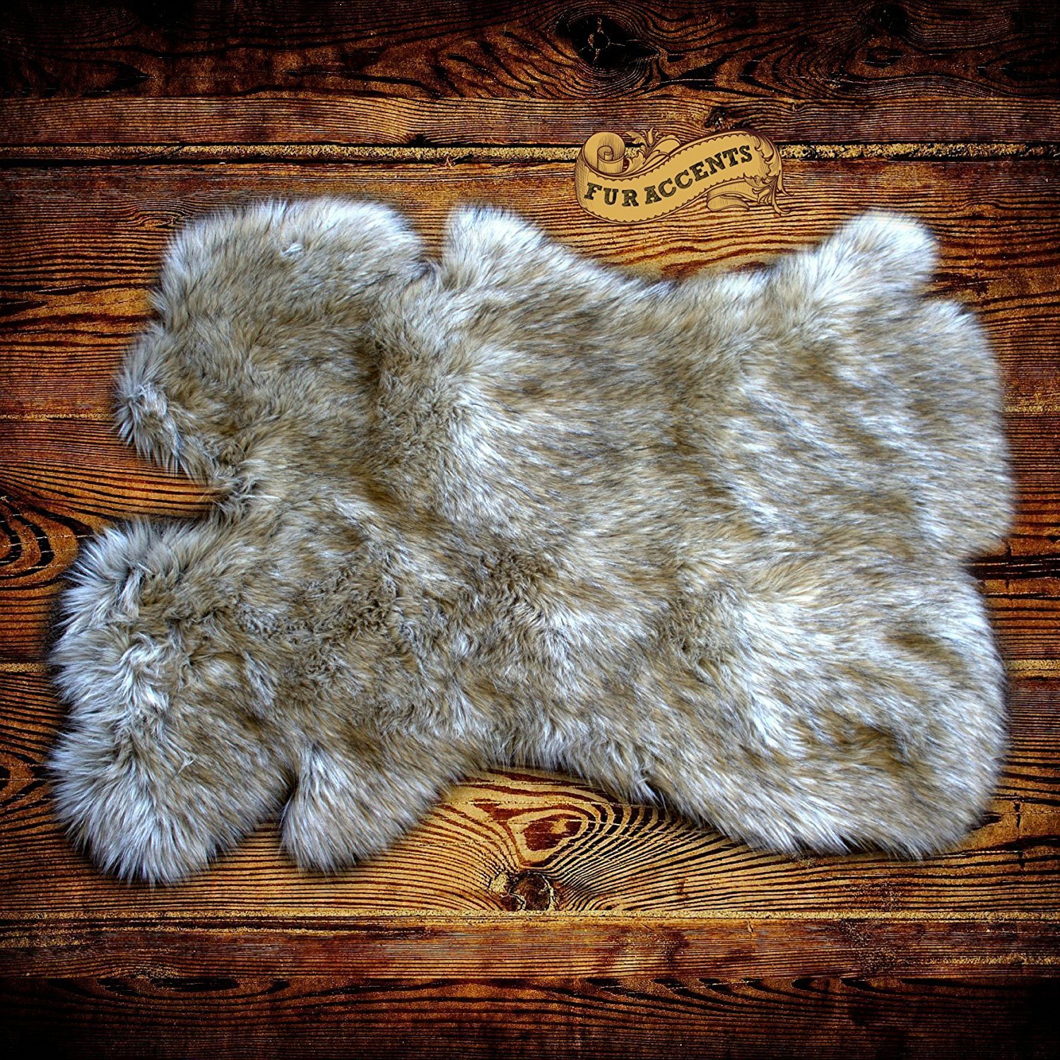 Luxury Gray Wolf Faux Fur Rug - 24