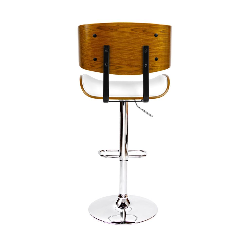 Adjustable Height Bar Stools with Gas Lift Mechanism - Premium White Leather Counter Stools for Kitchen Island, Dining Room & Home Bar