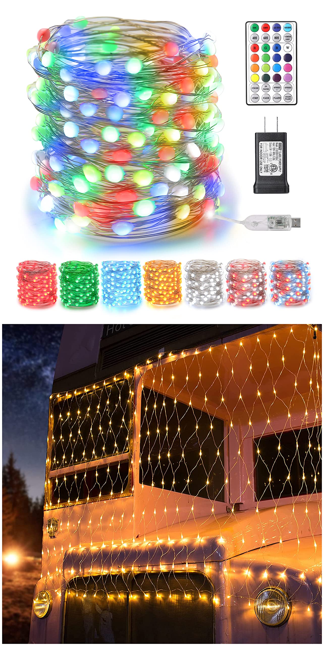 BrizLabs 66ft 200 LED Christmas Lights with Remote - 11.8ft x 4.9ft 360 LED Net Lights - 8 Lighting Modes for Outdoor Holiday Decor - Warm White String Lights for Trees, Bushes, Garden, and Yard (Perfect for Christmas, Parties, and Winter Decorations)