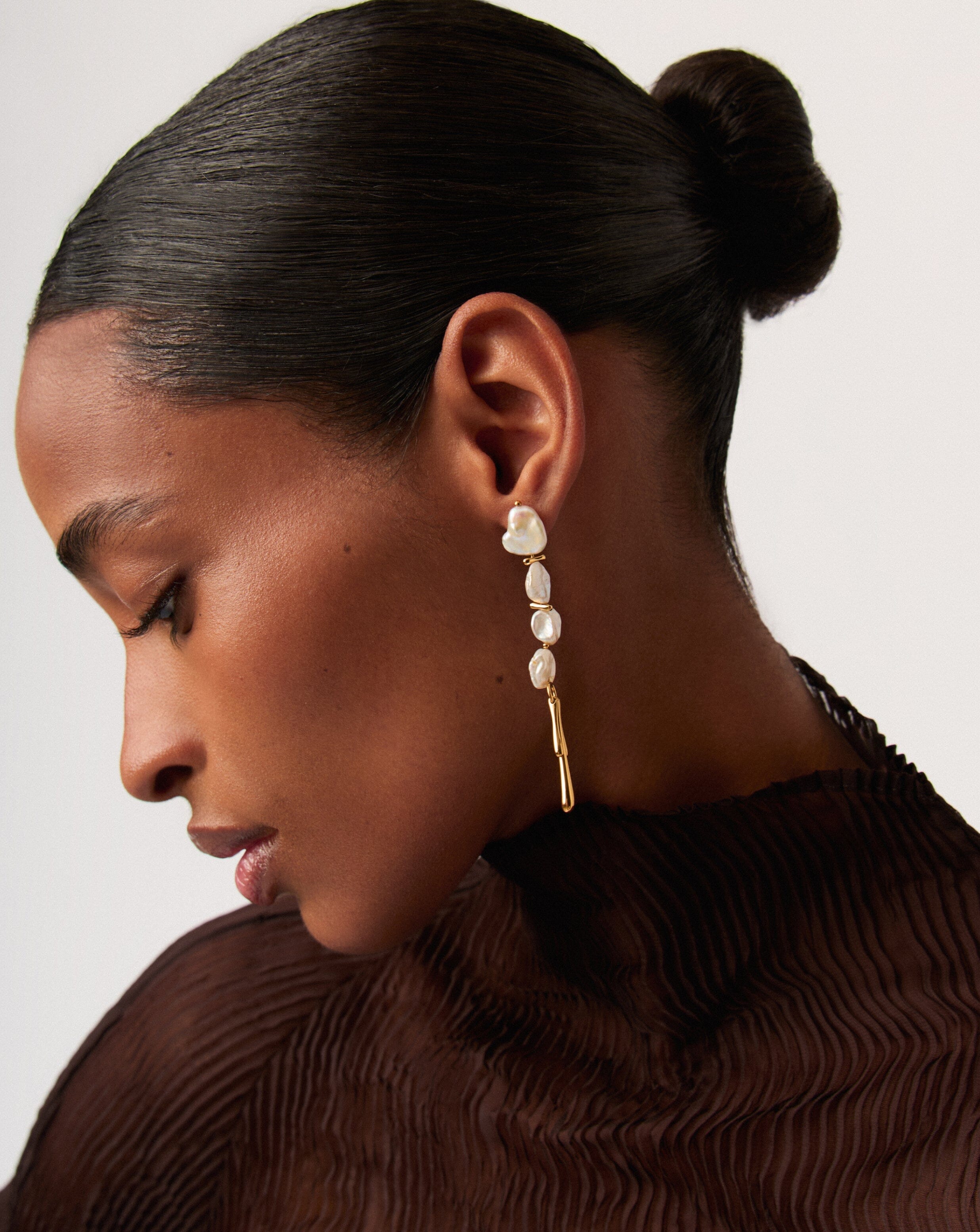 Exquisite Keshi Pearl Drop Earrings for Women - 18k Gold Plated Handmade Sculptural Jewelry | Perfect for Weddings, Parties & Special Occasions