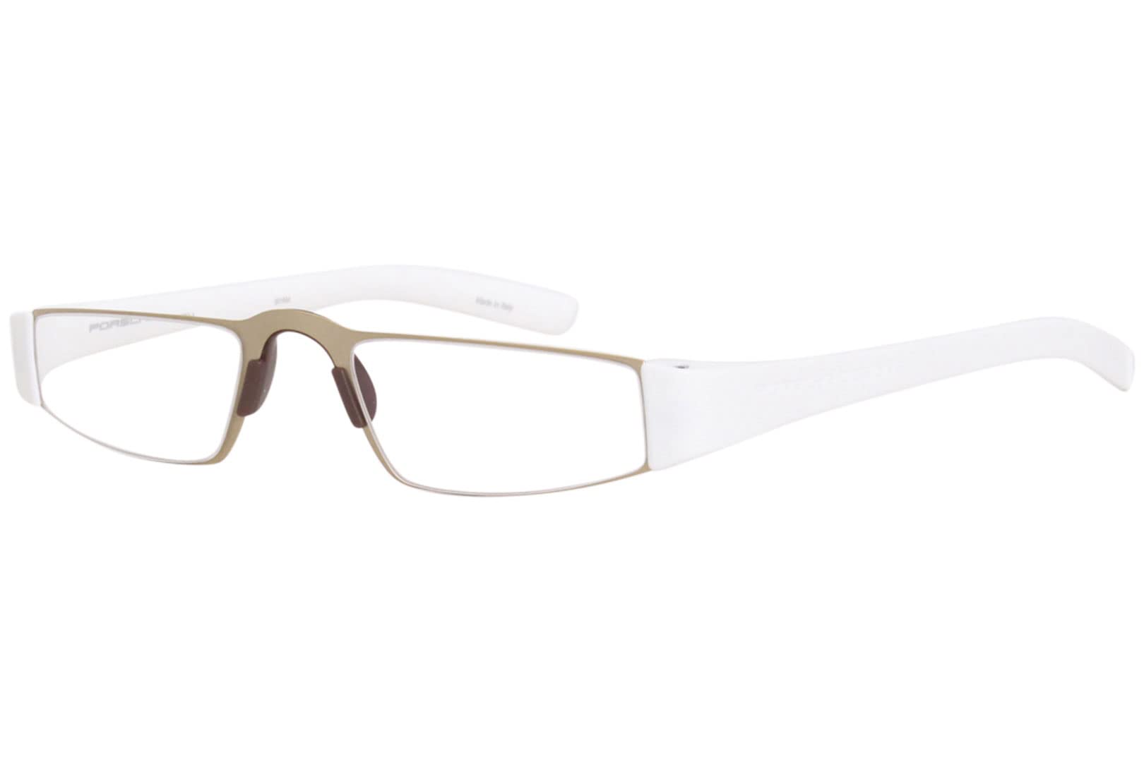 Porsche Design P8801 Iconic Reading Glasses - Gold & White Frame, 2.00 Magnification - Premium Eyewear for Reading, Work & Fashion | Perfect Gift for Professionals & Luxury Lovers