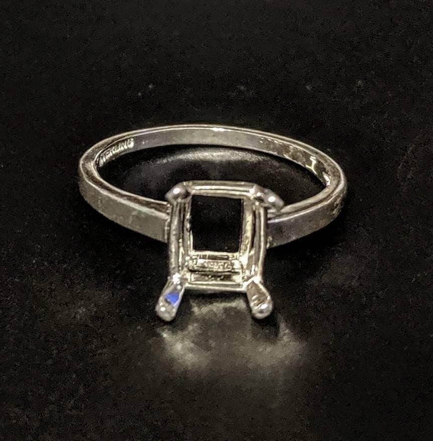 Sterling Silver Emerald Cut Pre-Notched Blank Ring Settings - 6x4mm, 7x5mm, 8x6mm - Sizes 6, 7, 8 - Perfect for DIY Jewelry Making, Engagement Rings, and Wedding Bands