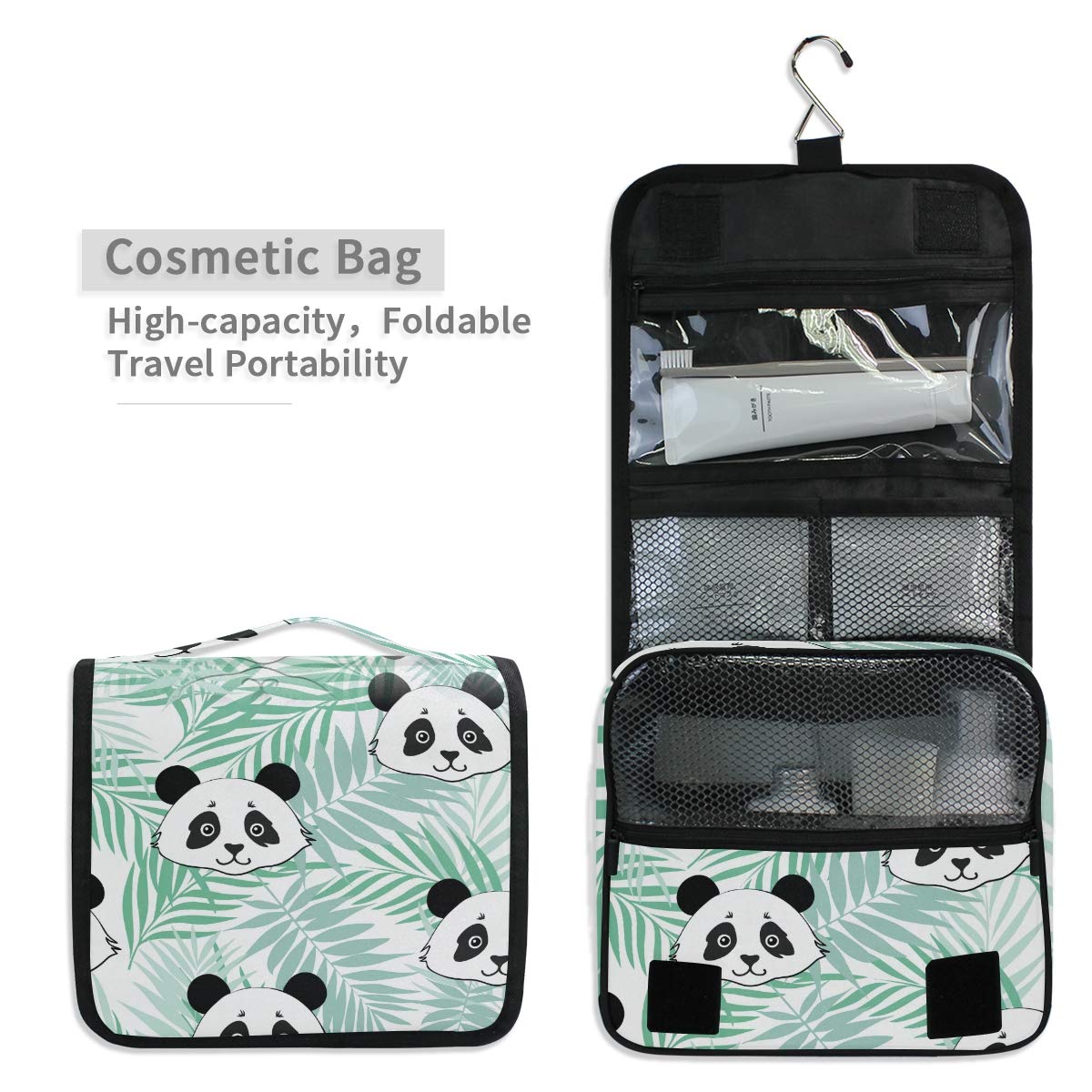 Cute Panda Travel Toiletry Bag - Hanging Cosmetic Organizer for Women & Men | Perfect for Vacation & Gym