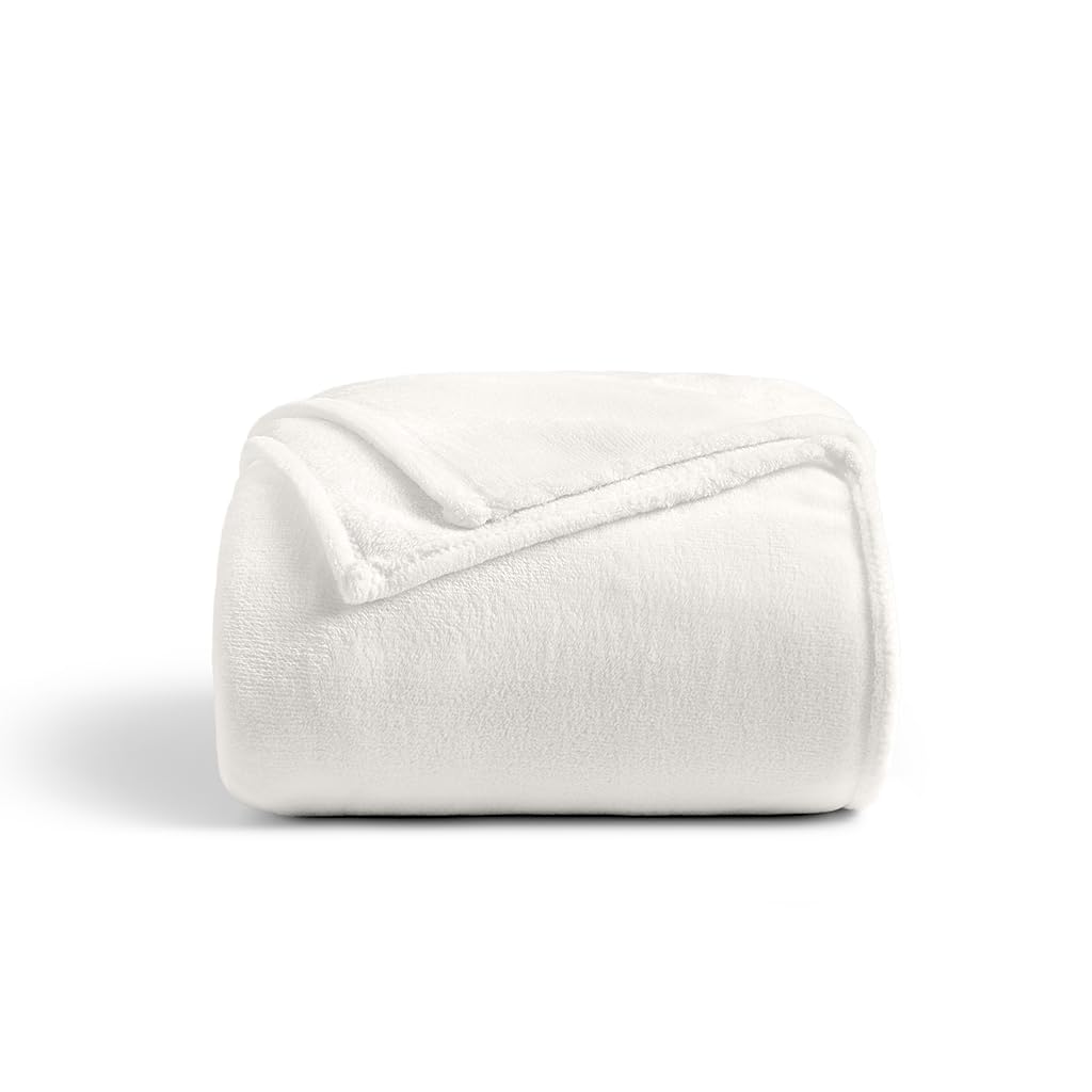 Cozy House Collection 1500 Series Fleece Blanket - Ultra Soft All-Season Throw for Couch, Bed & Travel - Breathable Skin-Friendly Blanket in Cream - Perfect for Lounging, Camping & Gifts