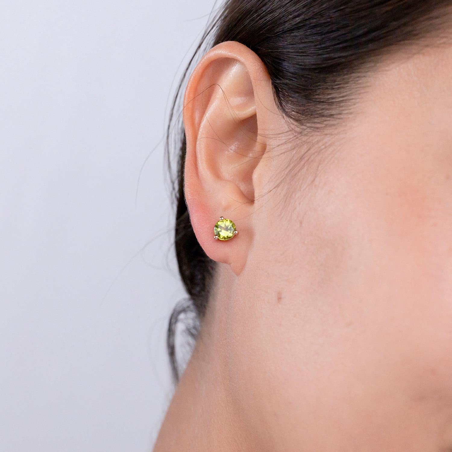 ANGARA Natural Martini-Set Round Peridot Stud Earrings in 14K Solid Gold/Platinum | August Birthstone Jewelry for Women | Birthday, Engagement, Anniversary & Wedding Gift | Perfect for Everyday Wear & Special Occasions