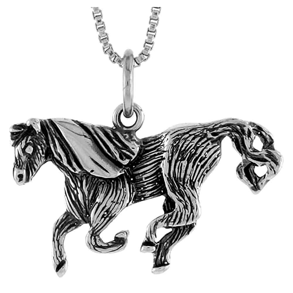 Sterling Silver Horse Pendant Necklace - 5/8 Inch Tall Elegant Charm for Women & Men - Perfect for Gifts, Jewelry Making, and Everyday Wear