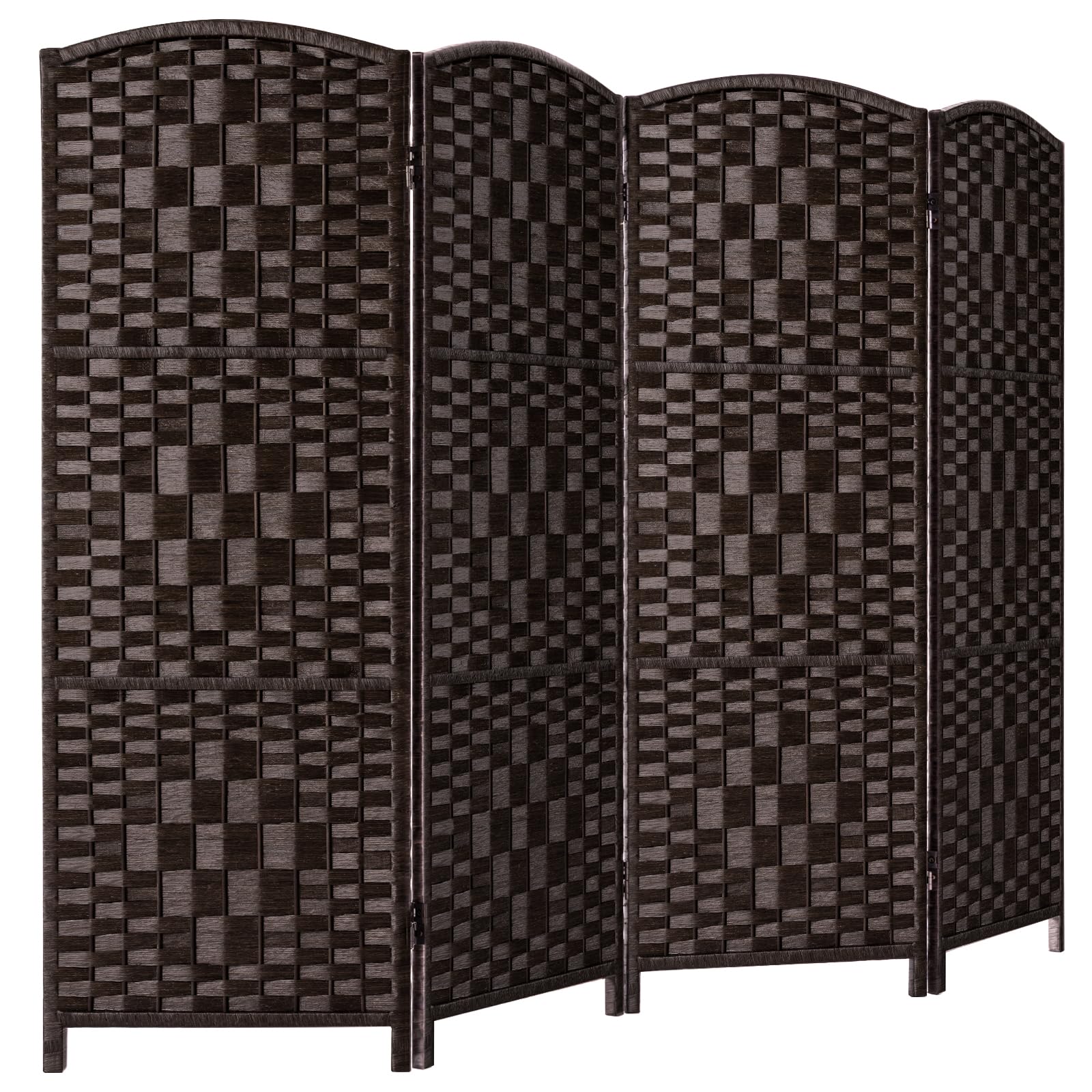 4-Panel Dark Mocha Room Divider - Foldable Privacy Screen & Temporary Wall Partition for Home Office, Bedroom, and Studio Space Separation