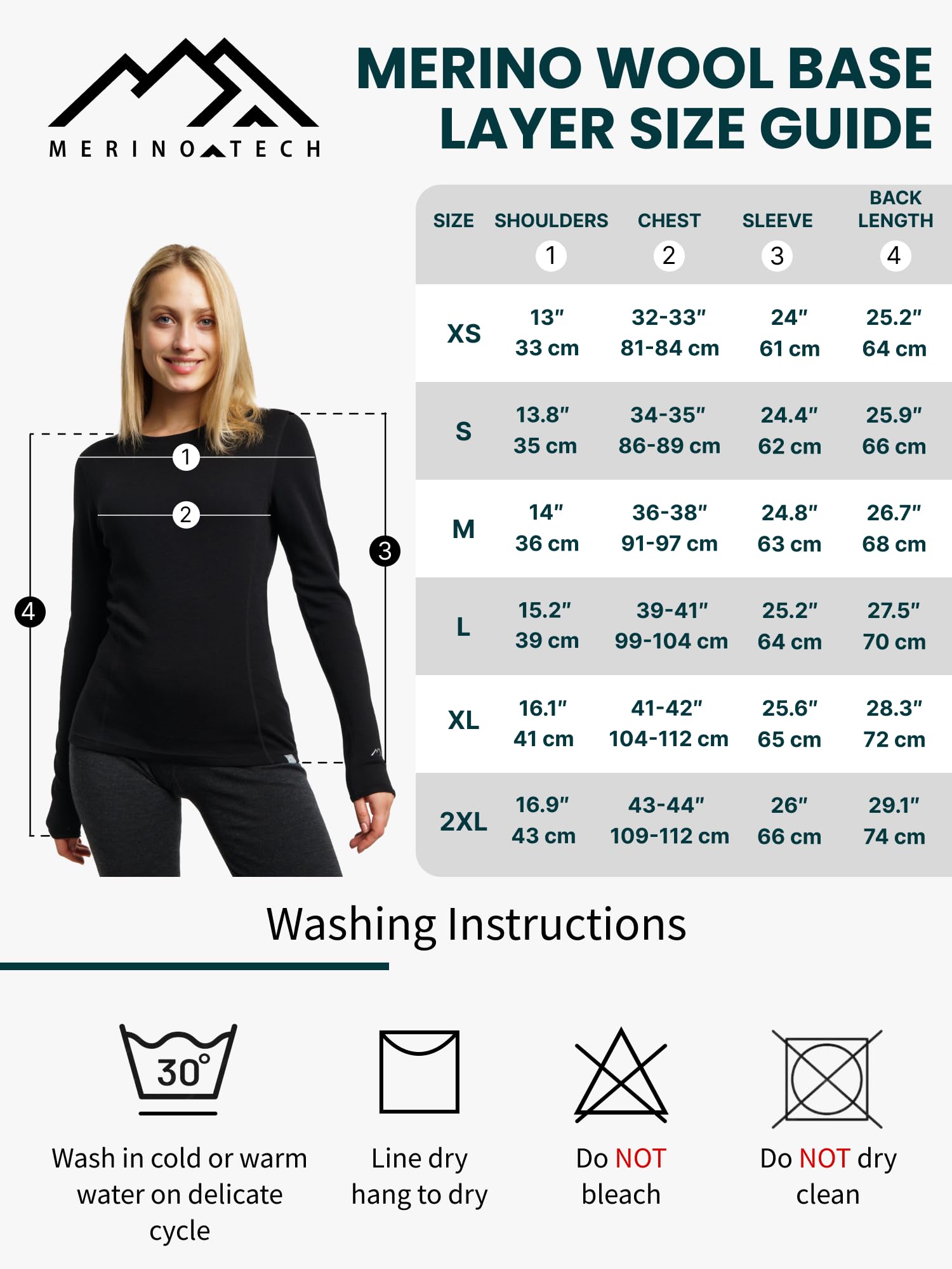 MerinoTech 100% Merino Wool Base Layer for Women - Lightweight, Midweight & Heavyweight Thermal Long Sleeve Shirts with Warm Socks - Perfect for Hiking, Skiing & Winter Outdoor Activities