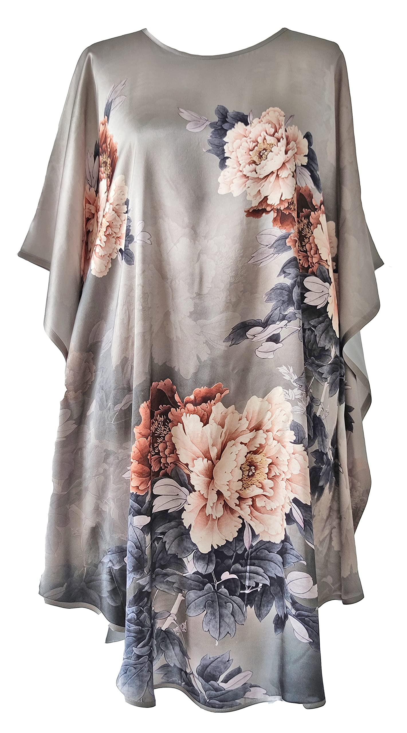 Grace Silk 100% Pure Mulberry Silk Nightgown with Batwing Sleeves - Luxurious Sleepwear for Women, Perfect for Relaxing at Home or Romantic Evenings