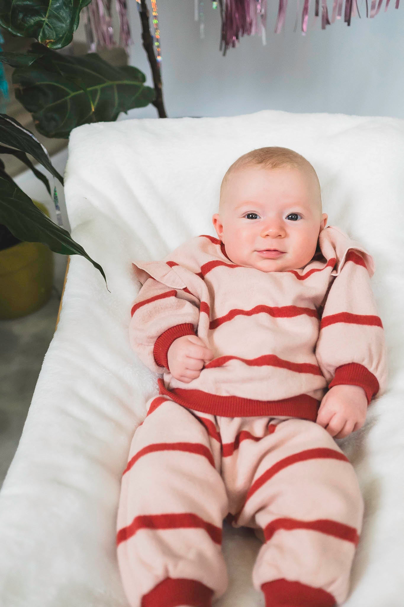 Light Pink Striped Sweatpants for Baby Girls - Soft & Comfortable Cotton Joggers for Playtime, Nap Time & Everyday Wear