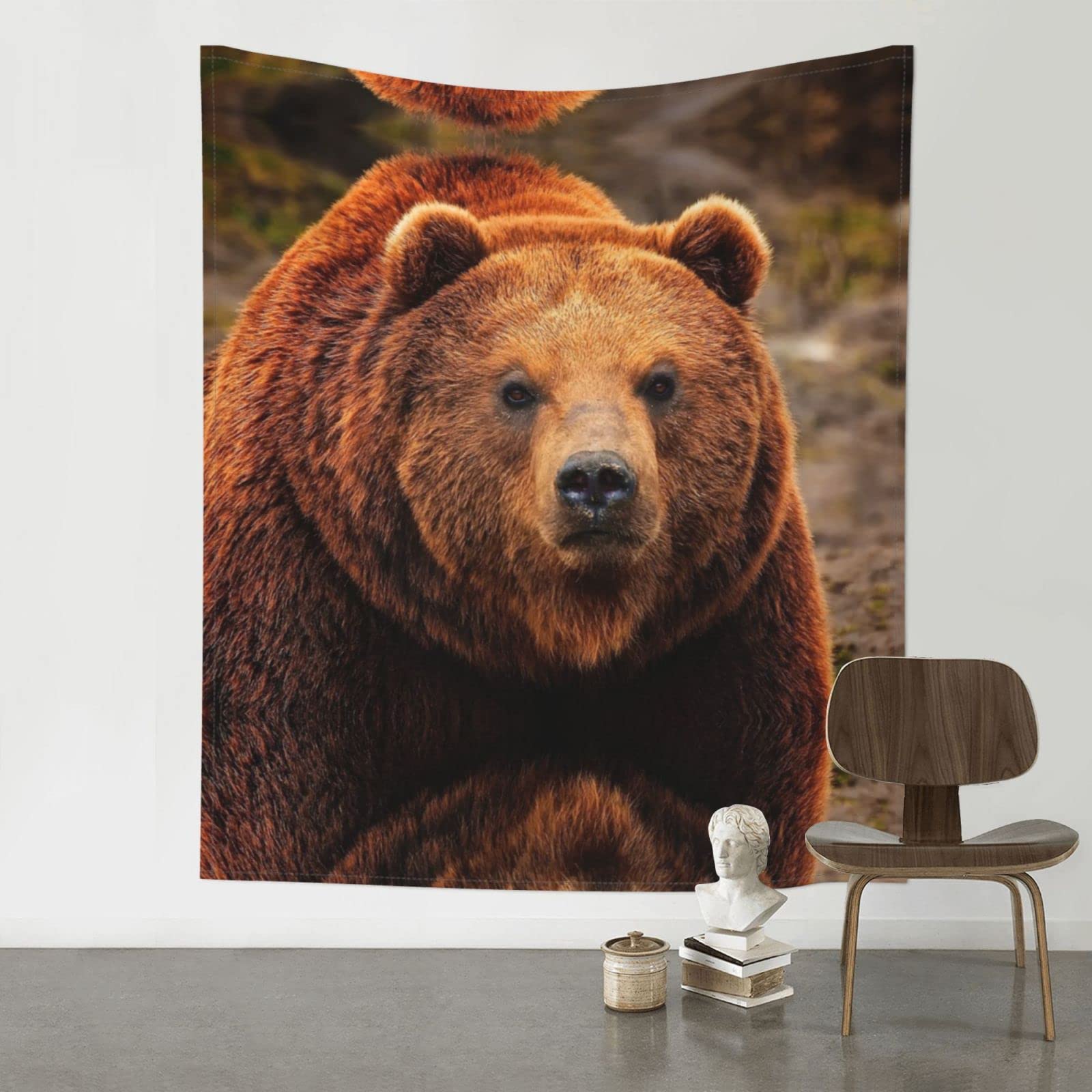 Grizzly Bear Tapestry Wall Hanging - 60x51 Inch Nature Themed Wall Art Decor for Bedroom, Living Room & Dorm - Soft Blanket Tapestry for Boho, Aesthetic & Wildlife Lovers Home Decor