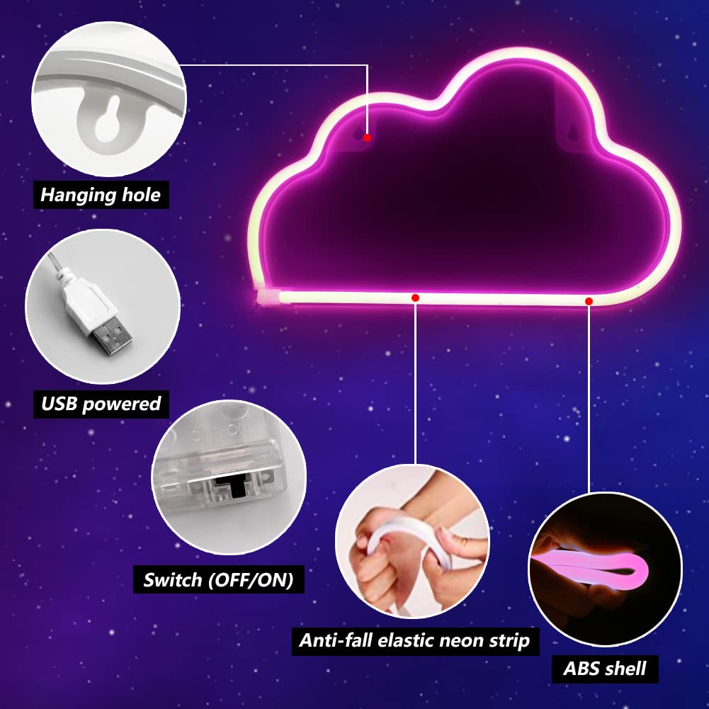 Custom Cloud LED Neon Sign - Wall Decor for Bedroom, Kids Room, Living Room & Bar | Party, Christmas, Wedding Decoration | Durable Acrylic Light Up Sign for Home & Event Decor