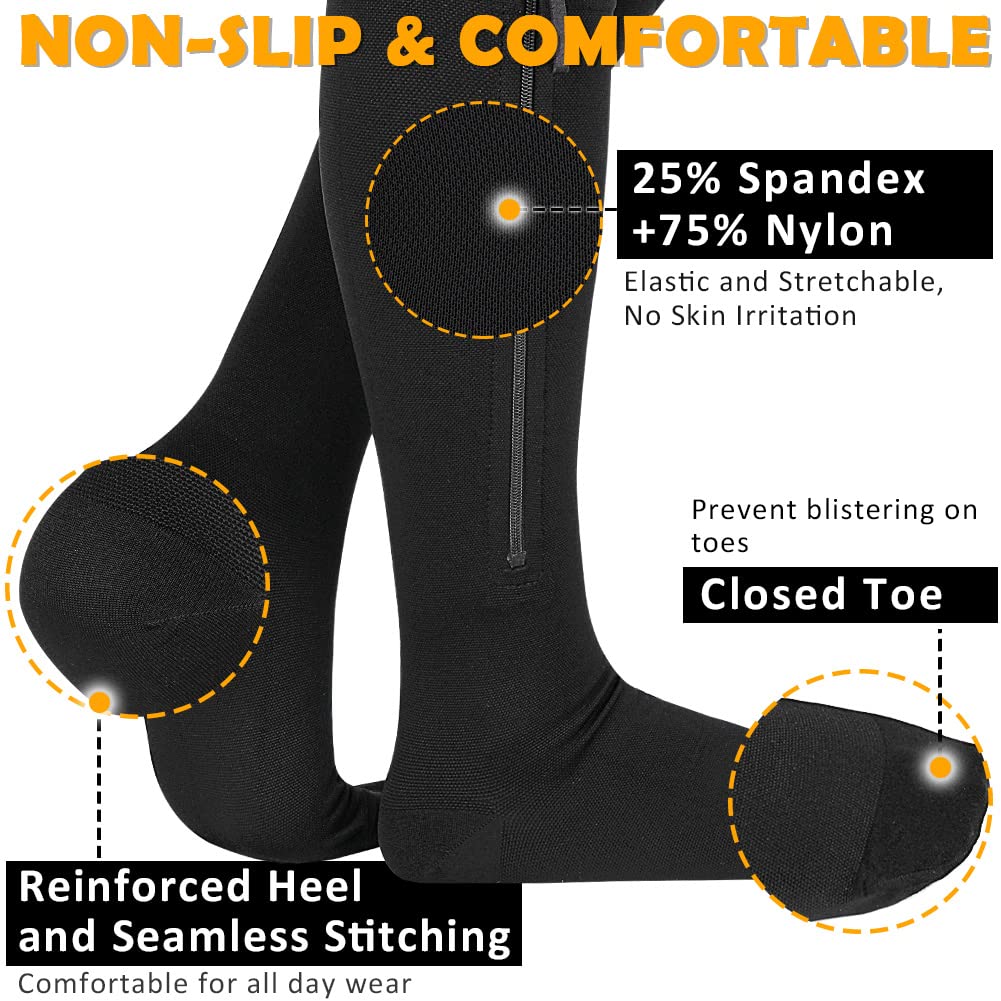 CASMON 15-20mmHg Compression Socks for Women & Men - Knee High Medical Support Stockings for Varicose Veins, Swelling Relief, Post-Surgery Recovery - Ideal for Nurses, Pregnancy & Travel (1 Pair) - Perfect for Work, Sports & Daily Comfort