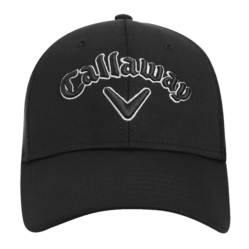 Callaway Men's Mesh Fitted Cap - Black Charcoal Golf Hat for Outdoor Sports & Casual Wear