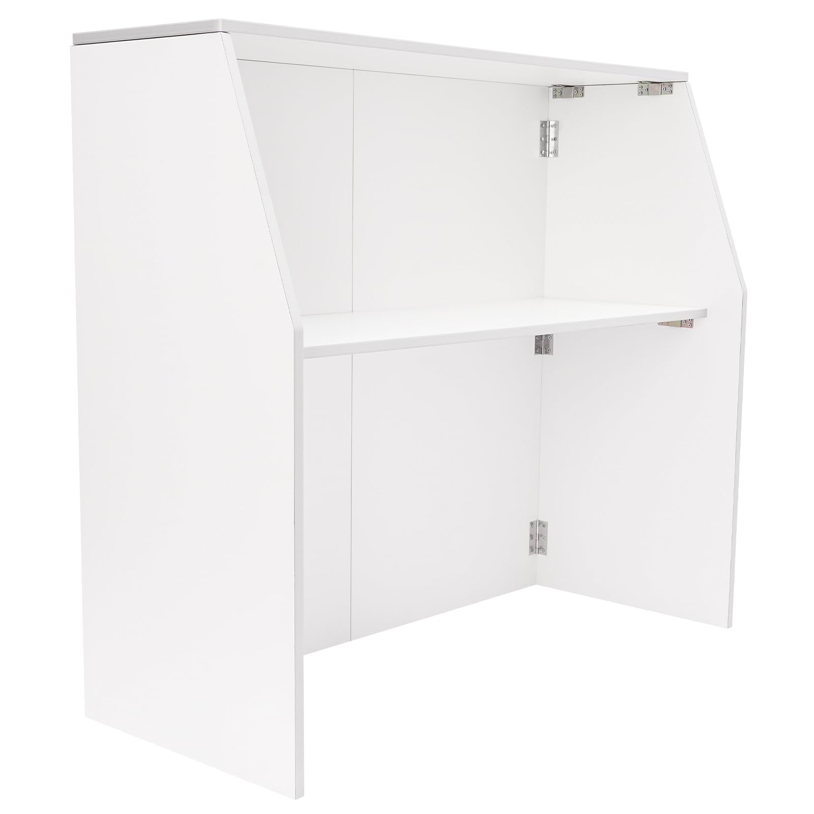 4' Folding Portable Bar with Shelves - White Laminate Bartender Table for Parties, Events & Home Use | Mobile Foldable Bar Cabinet Station for Indoor/Outdoor Gatherings