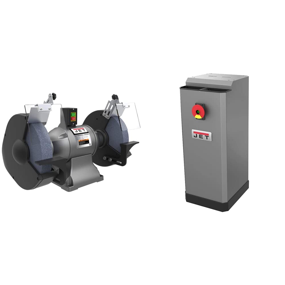 JET IBG-12 12-Inch Industrial Bench Grinder with JDCS-505 Metal Dust Collector Stand - Heavy-Duty Metal Grinding & Polishing Tool for Workshops & Garages
