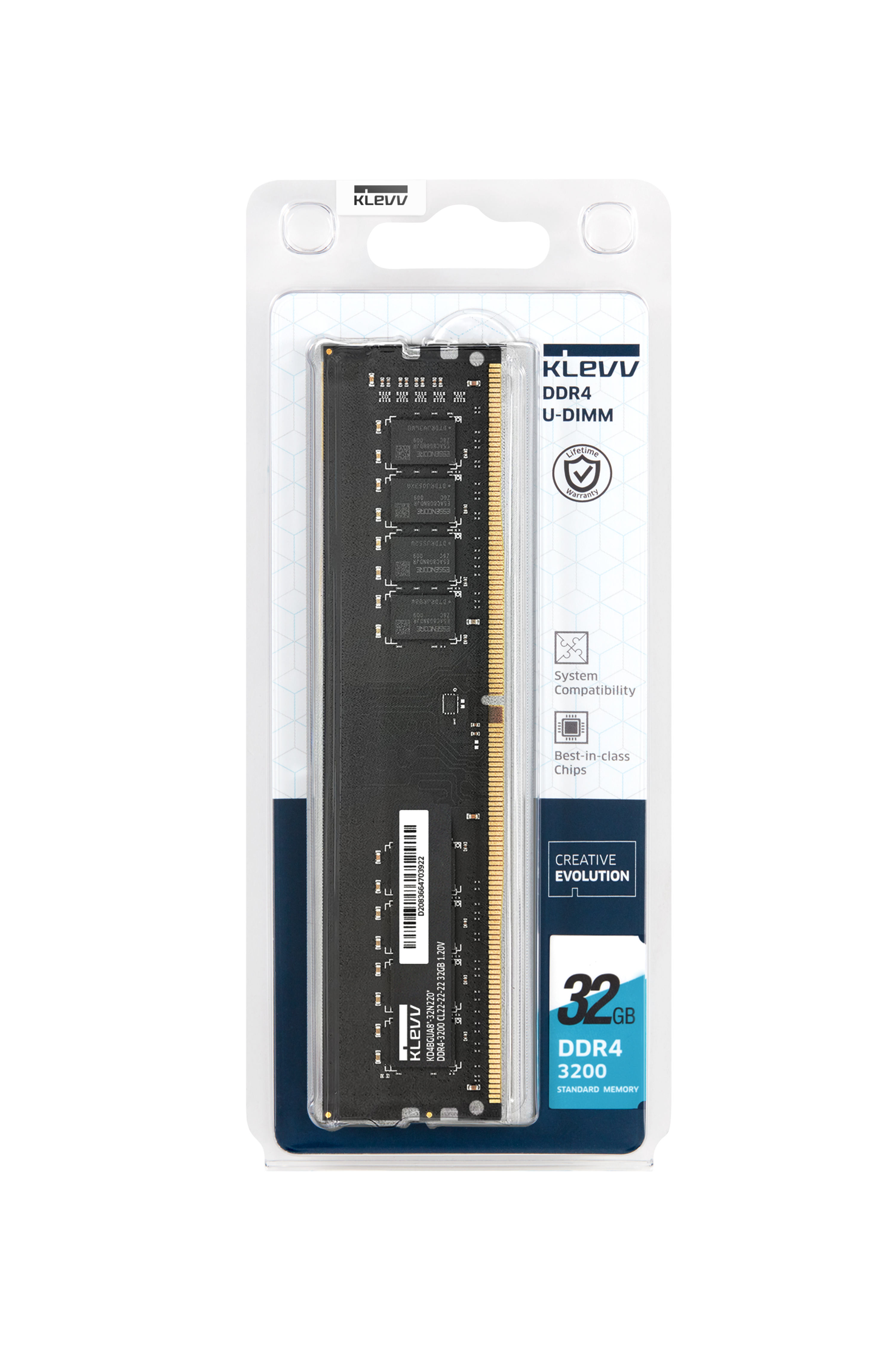 KLEVV Perf 32GB (1x32GB) DDR4 3200MHz CL22 Desktop Memory RAM - High Performance Gaming & Workstation PC Upgrade for Enhanced Speed and Multitasking