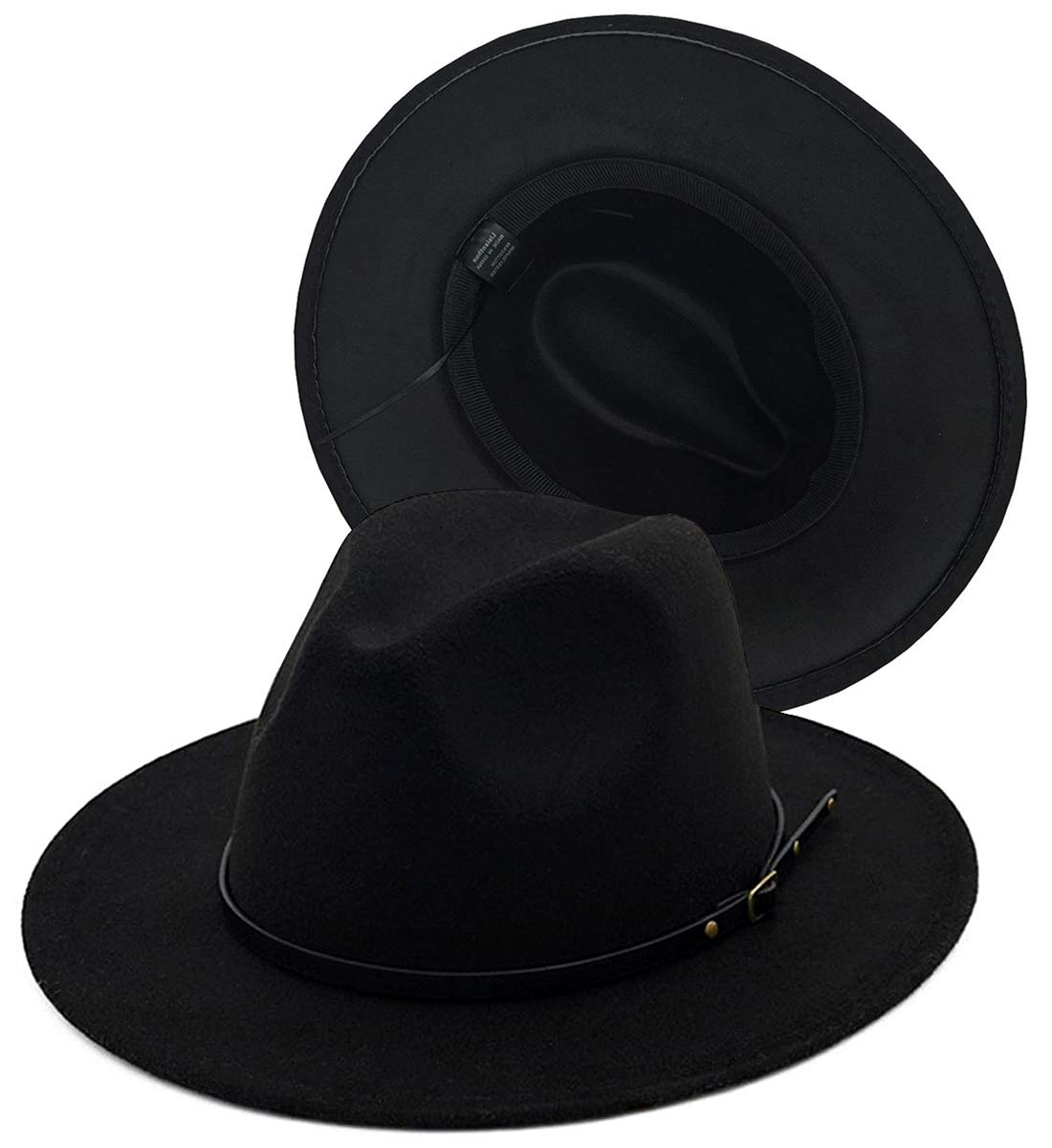 Vintage Women's Fedora Hat - Wide Brim Felt Panama Jazz Hat with Belt Buckle | Fashion Accessory for Outdoor, Party & Casual Wear