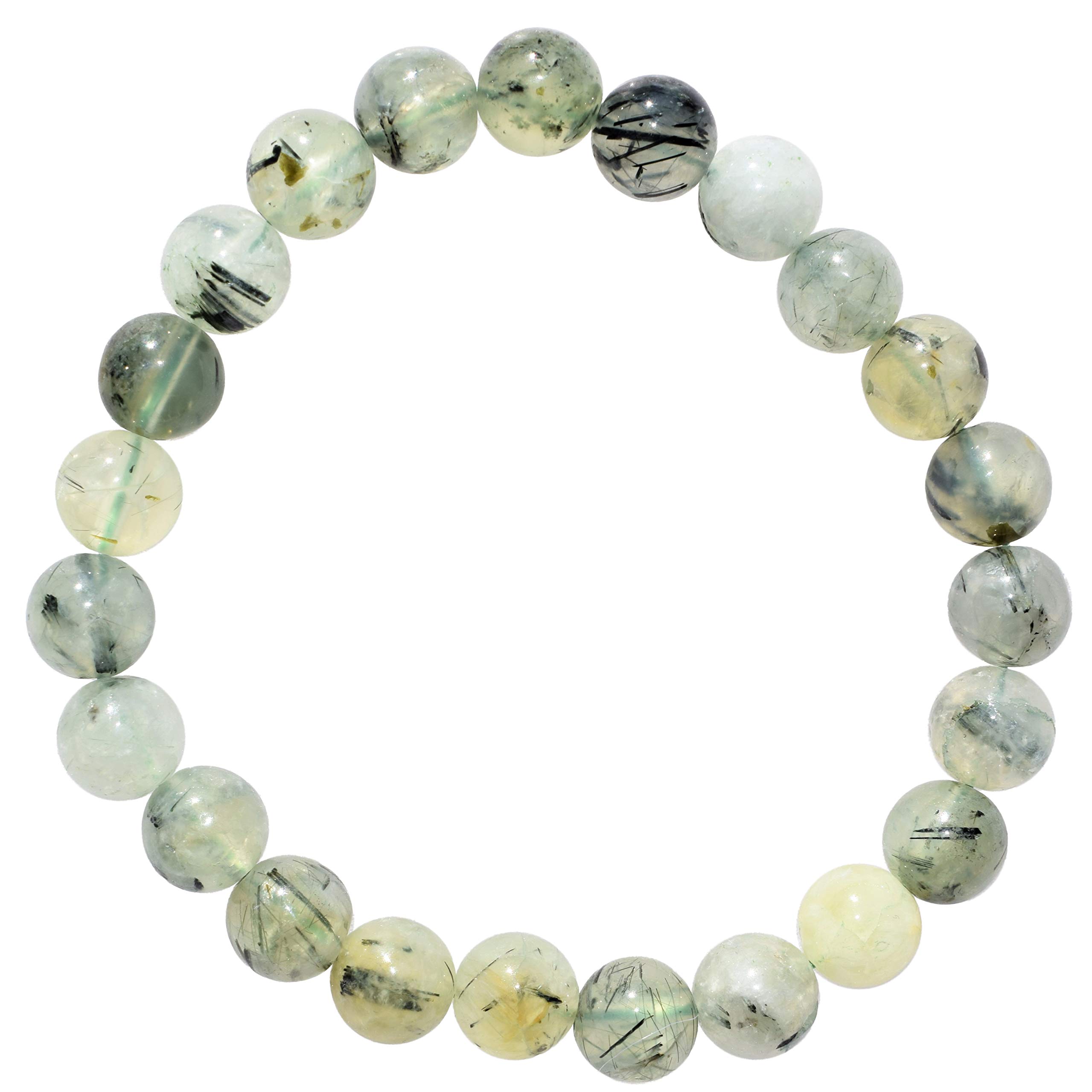 Zenergy Gems Charged Natural Prehnite 8mm Healing Bracelet with Selenite Charging Heart | Energy Cleansing & Chakra Balancing | Perfect for Meditation, Yoga & Spiritual Healing