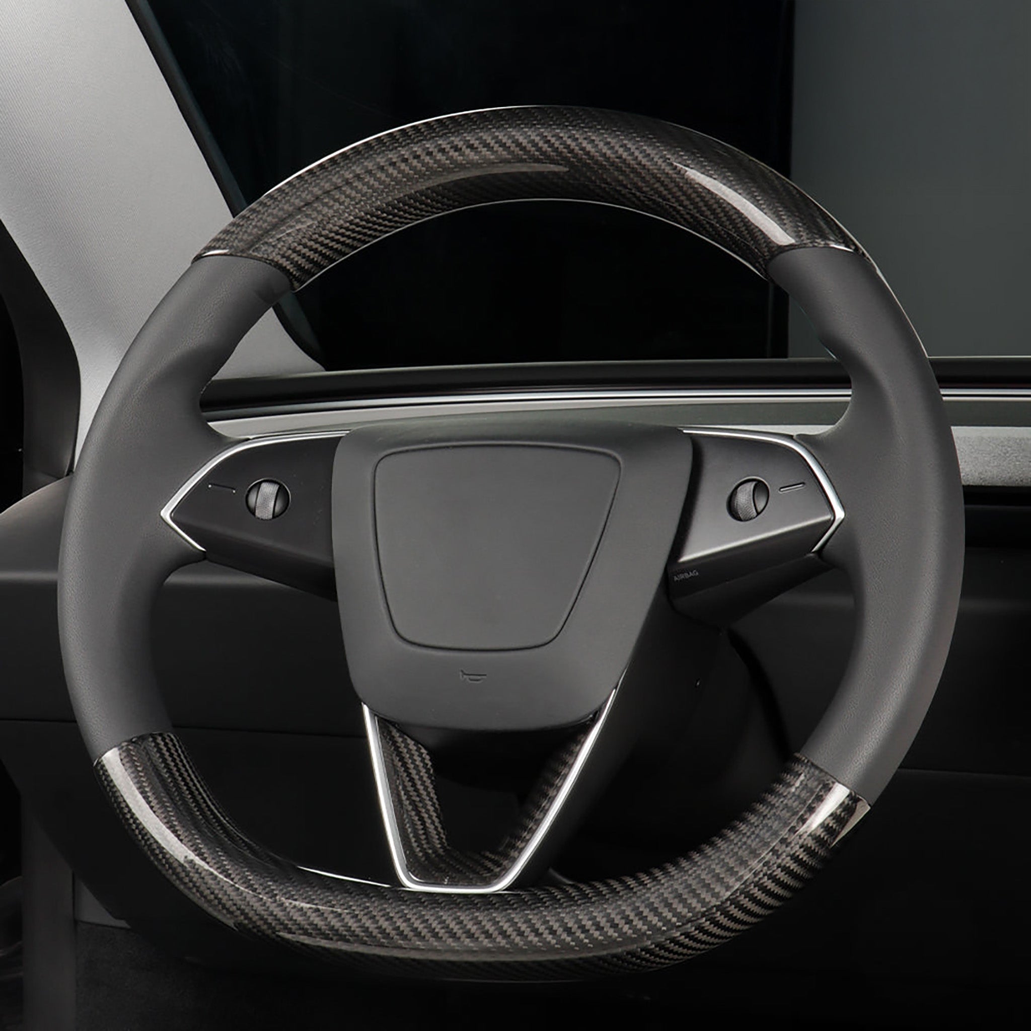 Premium Real Carbon Fiber Steering Wheel Cover for 2024 Tesla Model 3 Highland & 2025 Model Y Juniper - Upgrade Interior with Lightweight Carbon Fiber Trim (Perfect for Car Enthusiasts & Luxury Vehicle Customization)