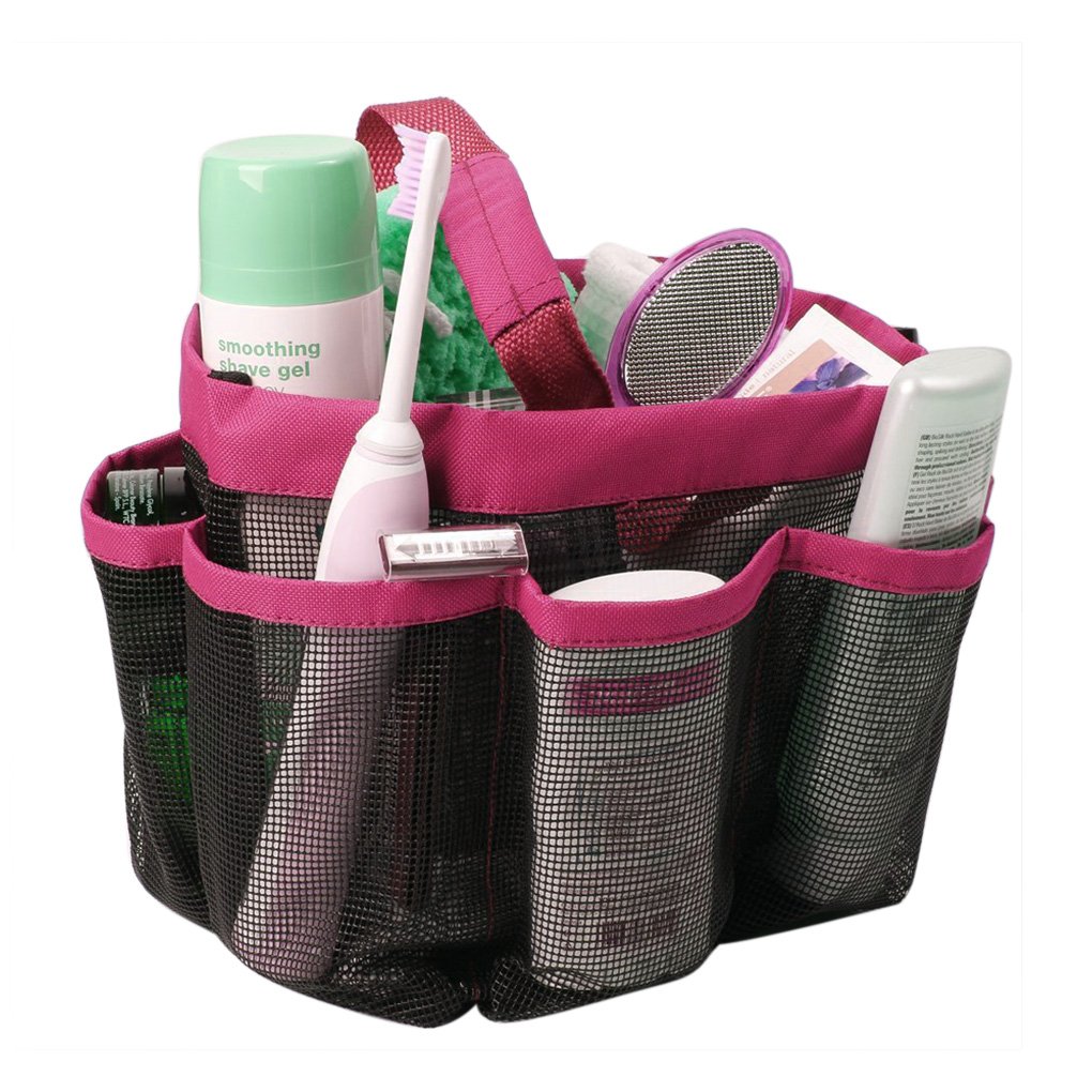 Quick Dry Hanging Shower Caddy with 8 Pockets - Portable Bath & Toiletry Organizer for Shampoo, Soap & Cosmetics - Ideal for College Dorm, Gym, Camp & Travel - Lightweight Shower Storage Bag with Handle - Perfect for Small Bathrooms & On-the-Go Use