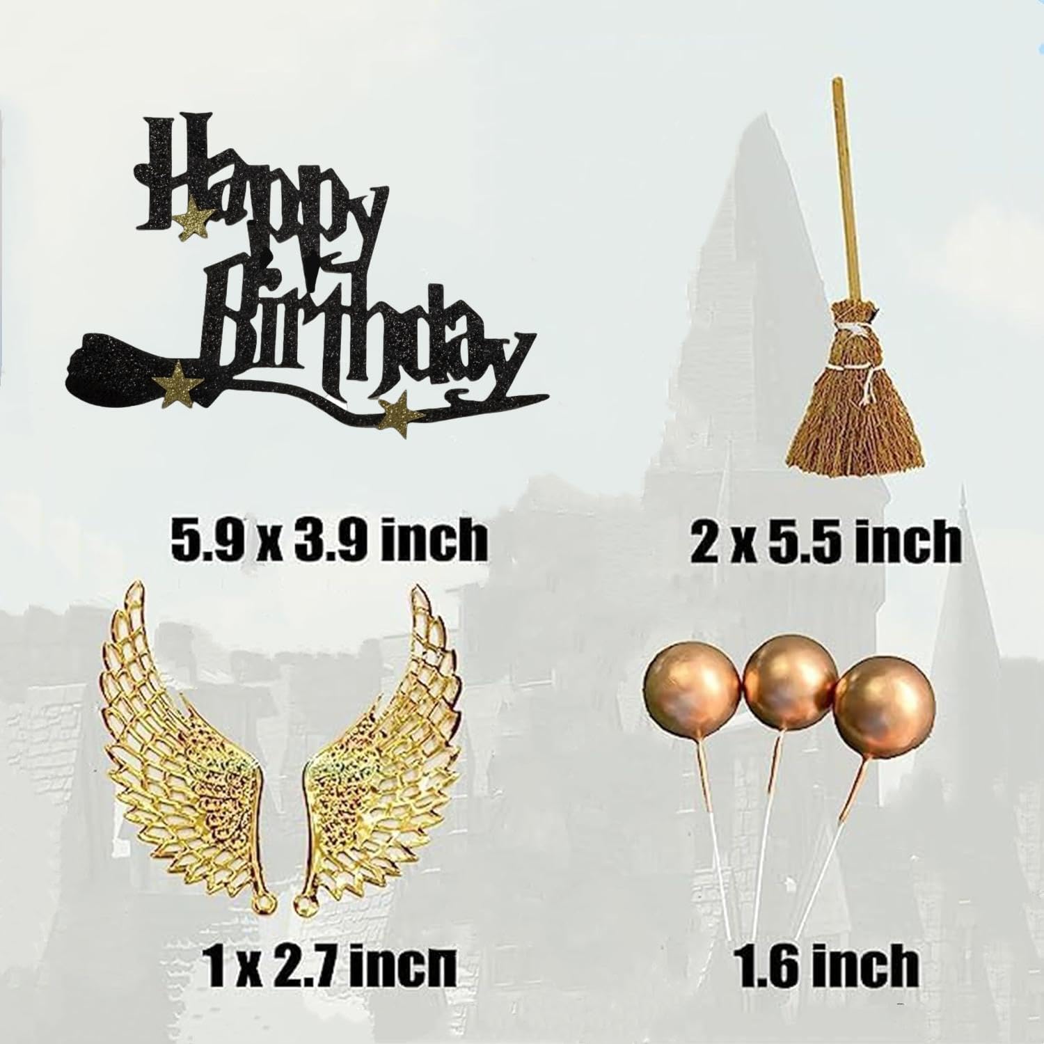 16 PCS Wizard Party Supplies Set - Magical Birthday Cake Decorations, Wizard Cake Toppers & Castle Cake Topper for Harry Potter Themed Birthday Party Favors | Perfect for Kids, Adults, Baby Showers & Fantasy Themed Events