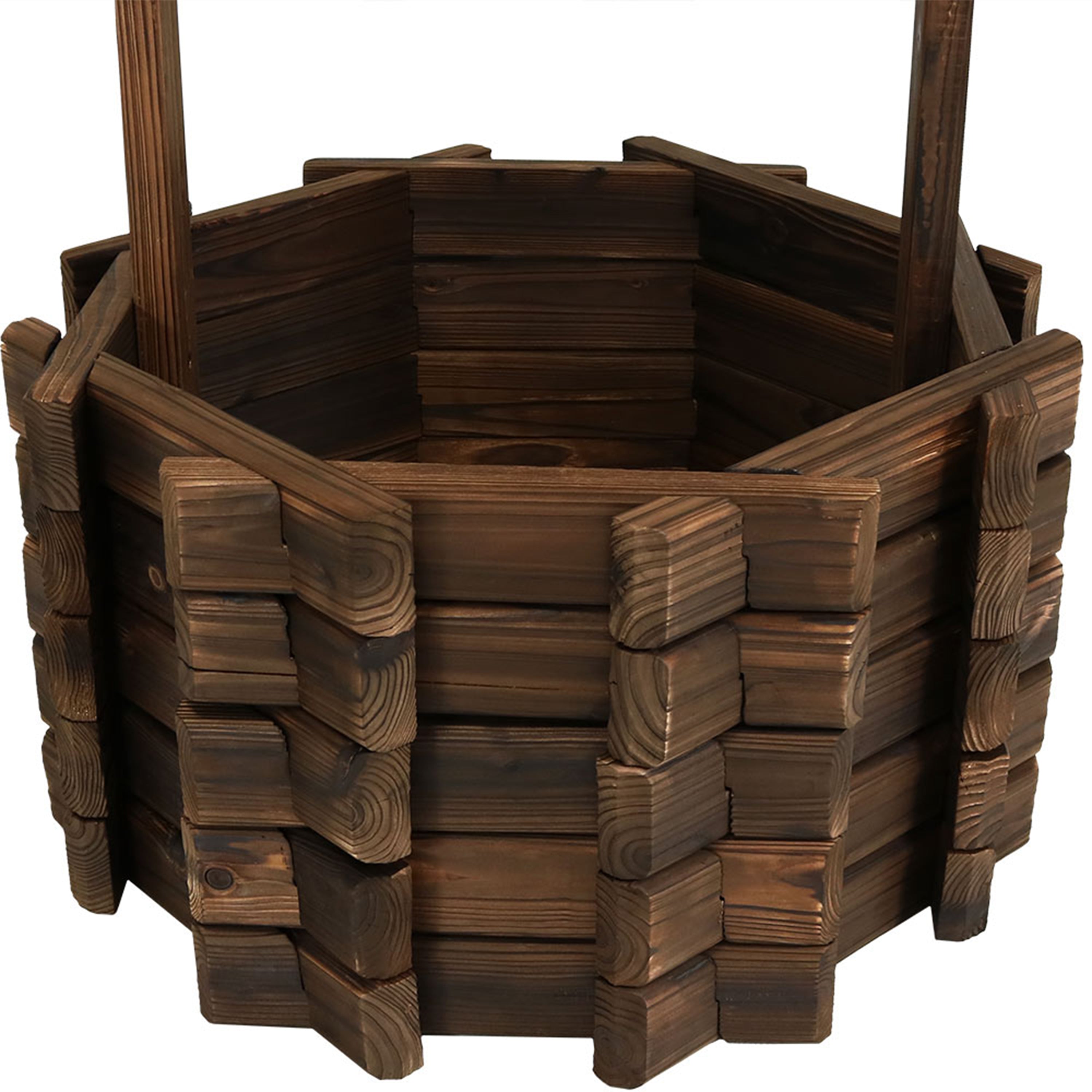 45in Wooden Garden Wishing Well Planter Cover for Outdoor Decor - Perfect for Backyard, Patio, and Lawn Decoration
