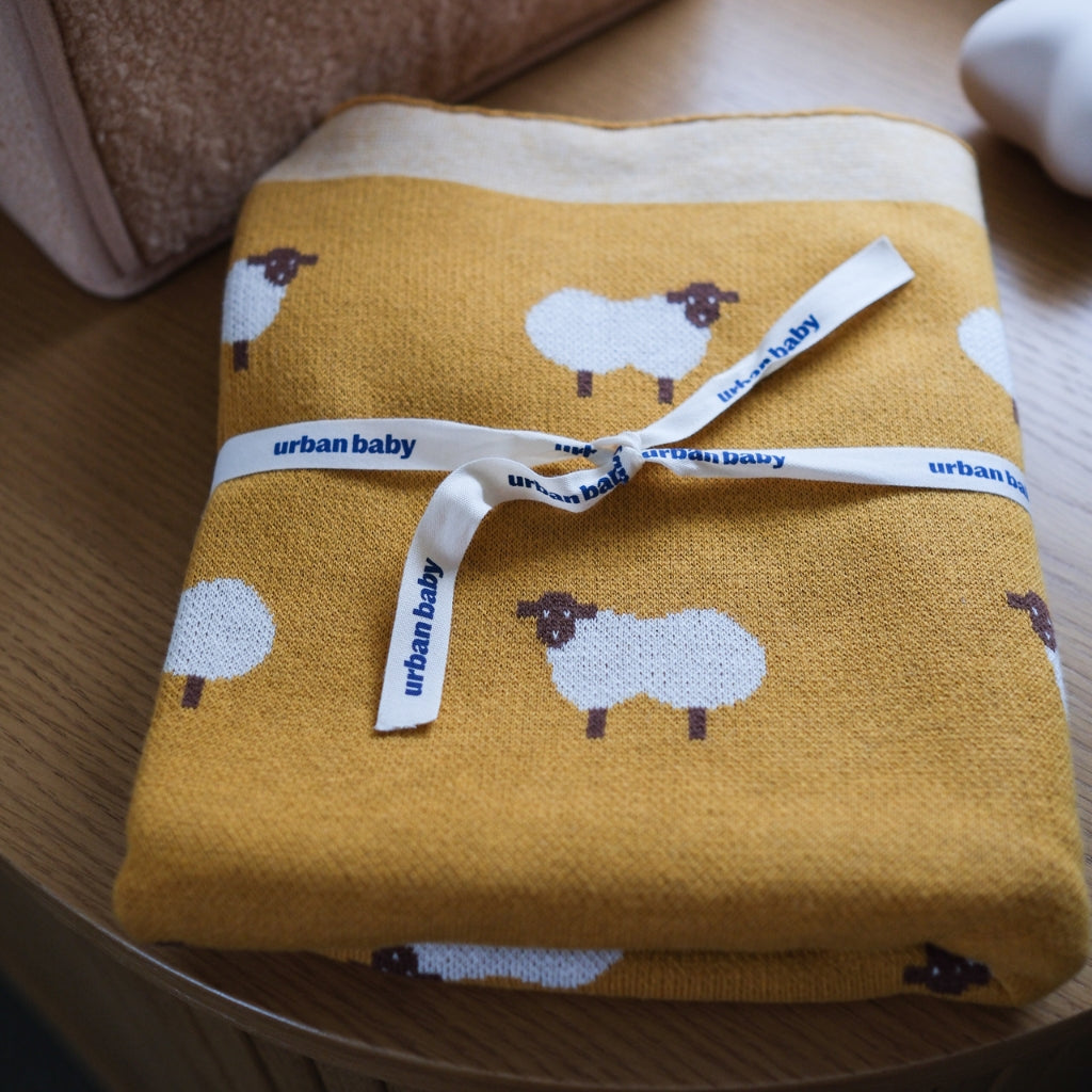 Soft Cotton Baby Blanket with Adorable Sheep Design - Cozy & Breathable for Newborns, Infants & Toddlers - Perfect for Nursery, Stroller, Swaddling & Cuddling