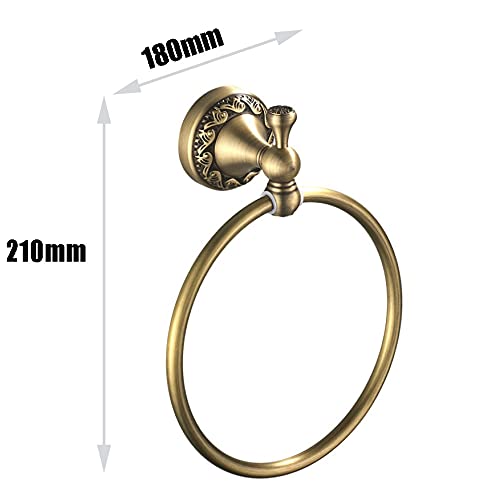 Antique Brass Towel Ring Holder - European Style Vintage Metal Towel Rack for Bathroom, Kitchen & Powder Room - Rustic Wall-Mounted Hanging Towel Hook for Hand & Tea Towels