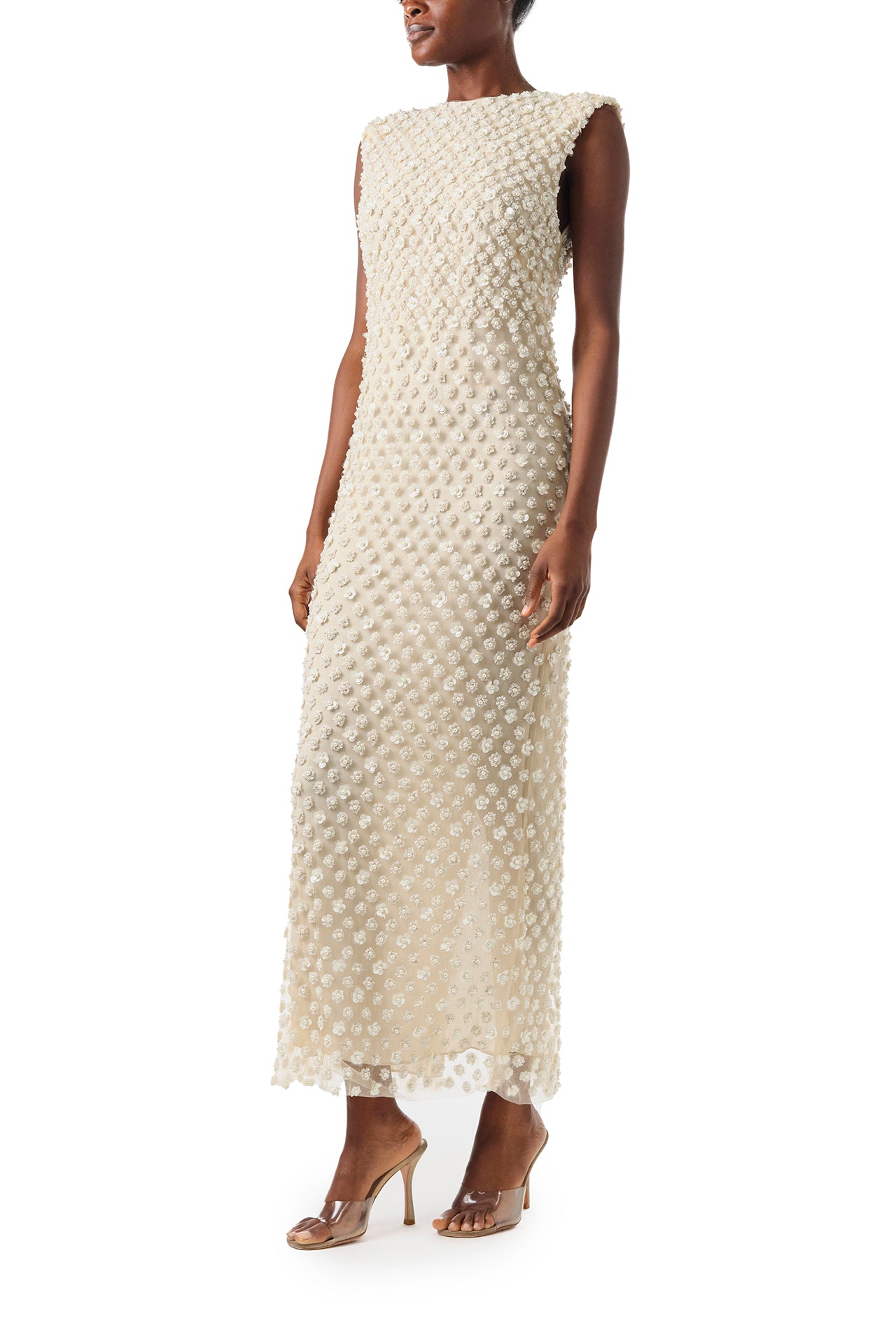 Elegant Sleeveless Pearl Embroidered Sheath Dress for Women - Perfect for Cocktail Parties, Weddings & Formal Events