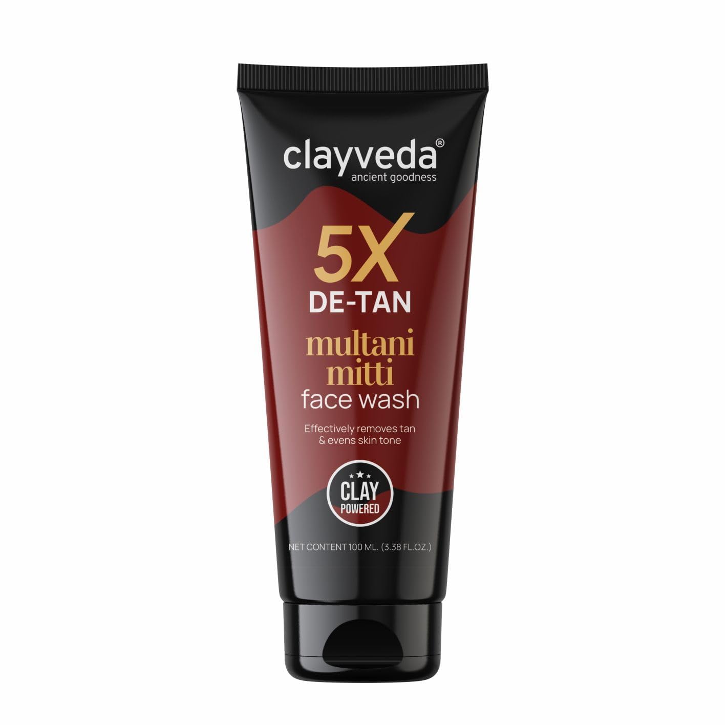5X De-Tan Clay Face Wash 100ml - Deep Cleansing & Brightening for Oily & Acne-Prone Skin - Perfect for Daily Skincare & Post-Sun Care