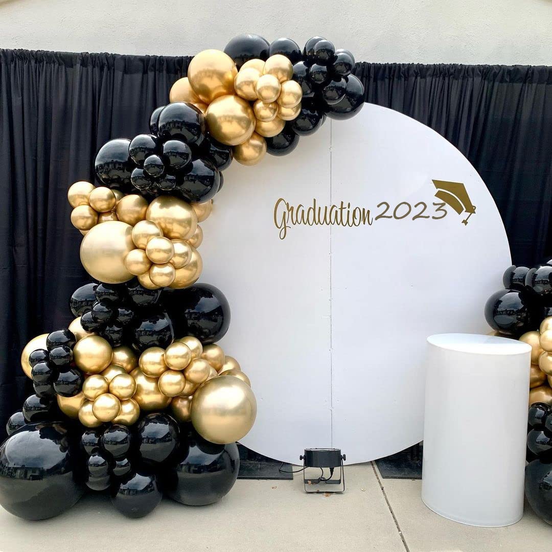Black and Gold Balloon Garland Arch Kit - 148pcs Graduation Party Decorations for 2023 Graduation Ceremony, Photo Backdrop & Celebration Decor