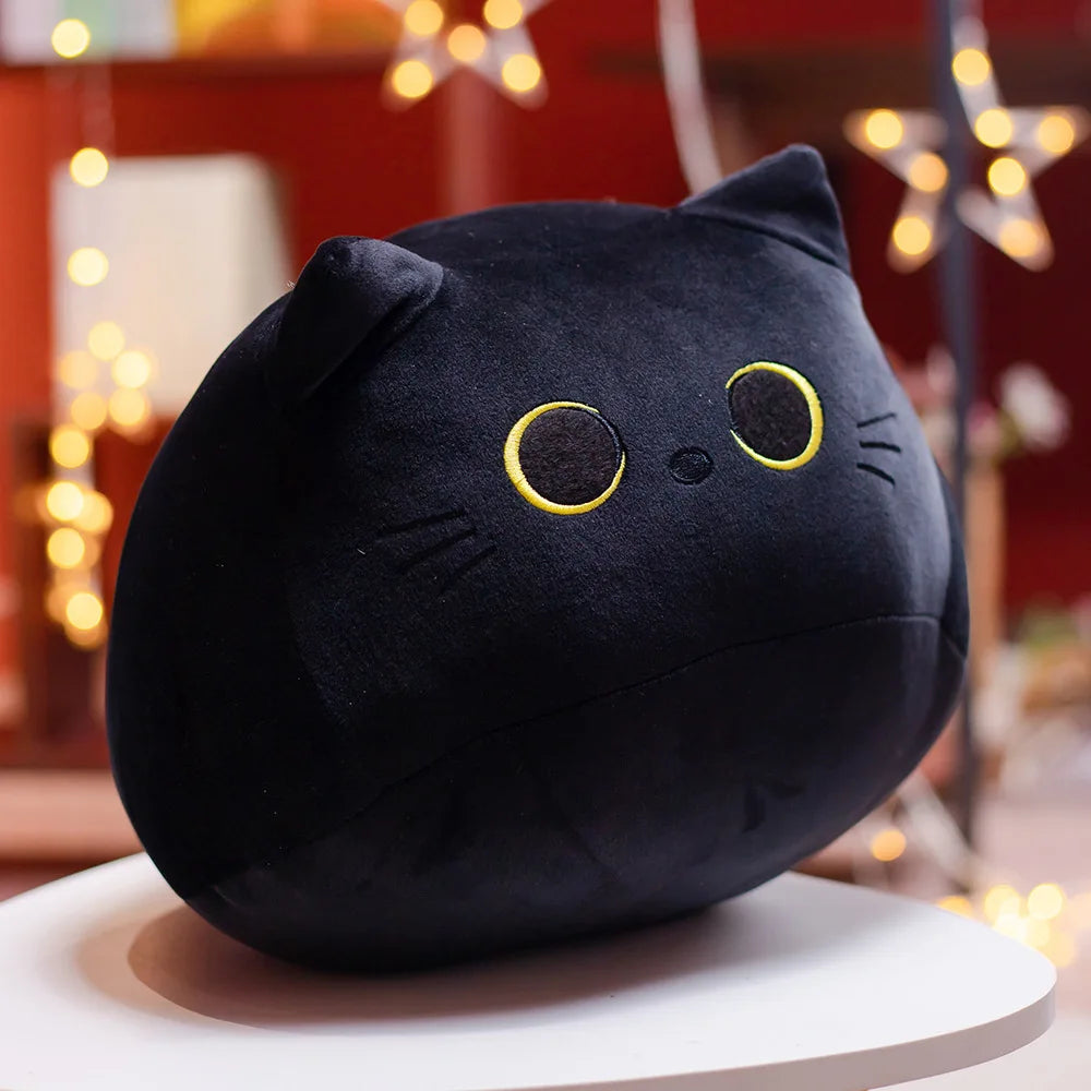 Soft Black Cat Plush Toy - Cute Kitten Pillow, Stuffed Animal Plushie for Girls & Kids | Perfect for Cuddling, Bedroom Decor, and Gift Giving